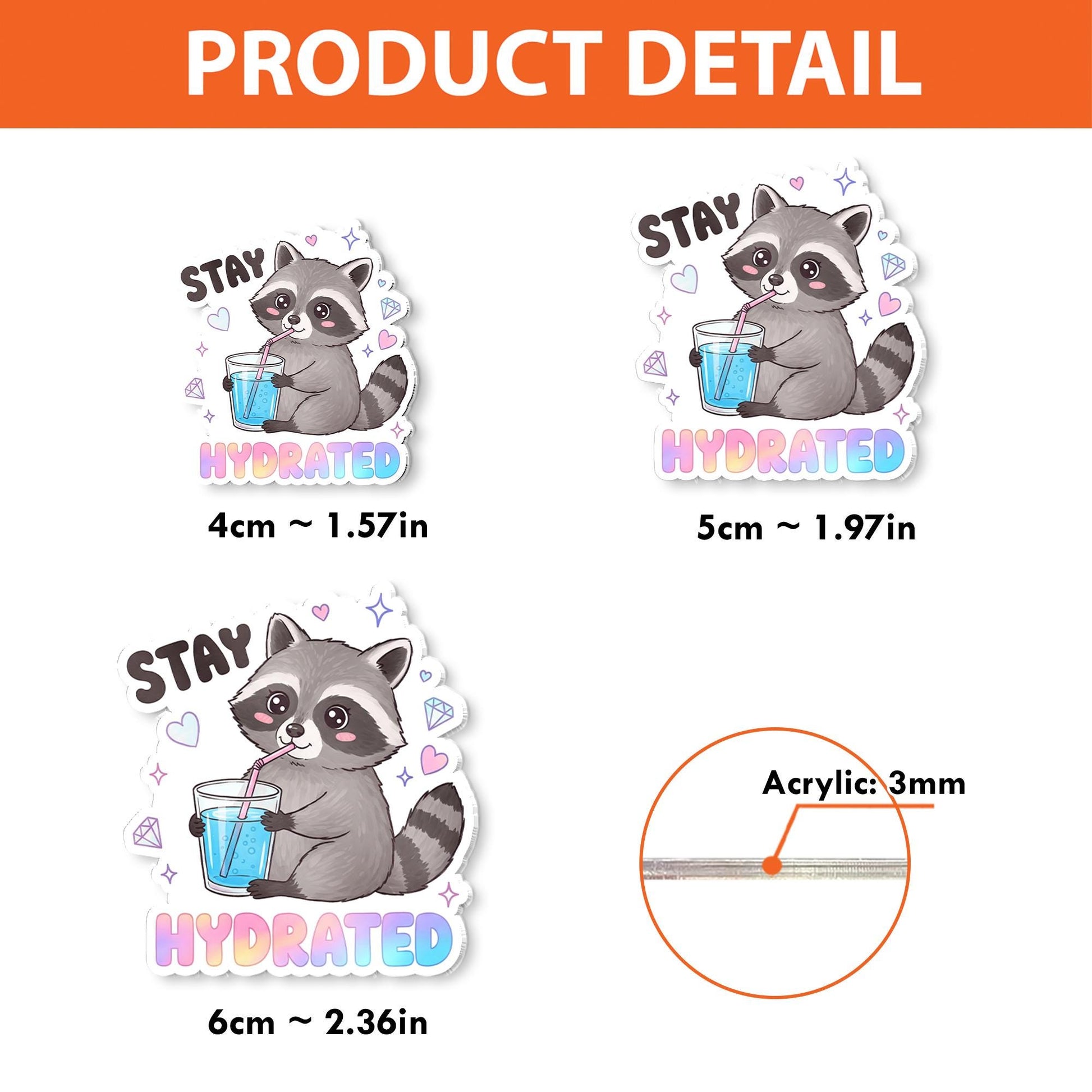 Kawaii Raccoon Badge Reel, Stay Hydrated Y2K ID Holder Clip, Cute Nurse Badge, Funny Office Gift, Pastel Aesthetic Accessory