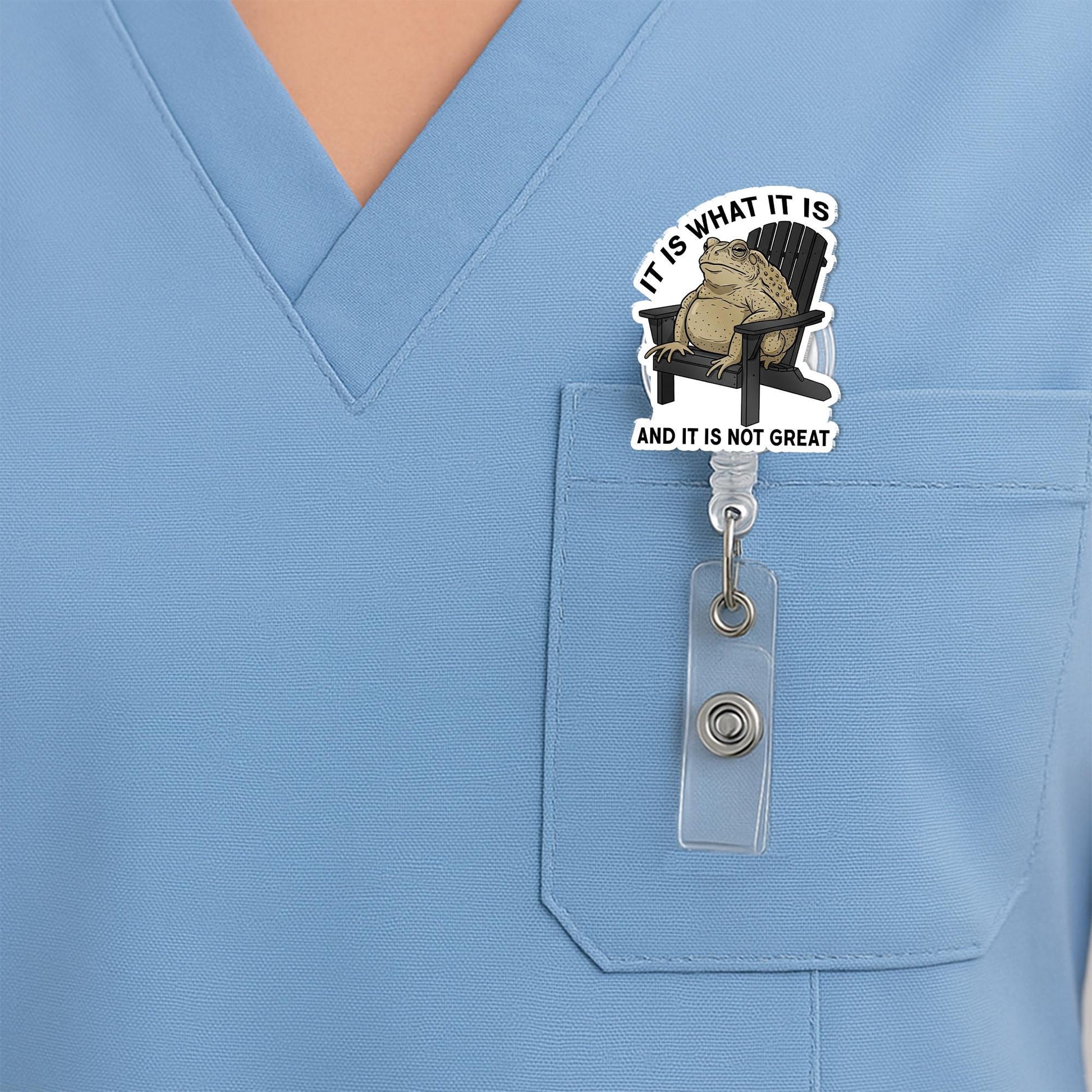 Funny Frog Badge Reel, It Is What It Is ID Holder, Grumpy Toad Work Badge, Sarcastic Nurse Clip, Funny Office Badge Reel