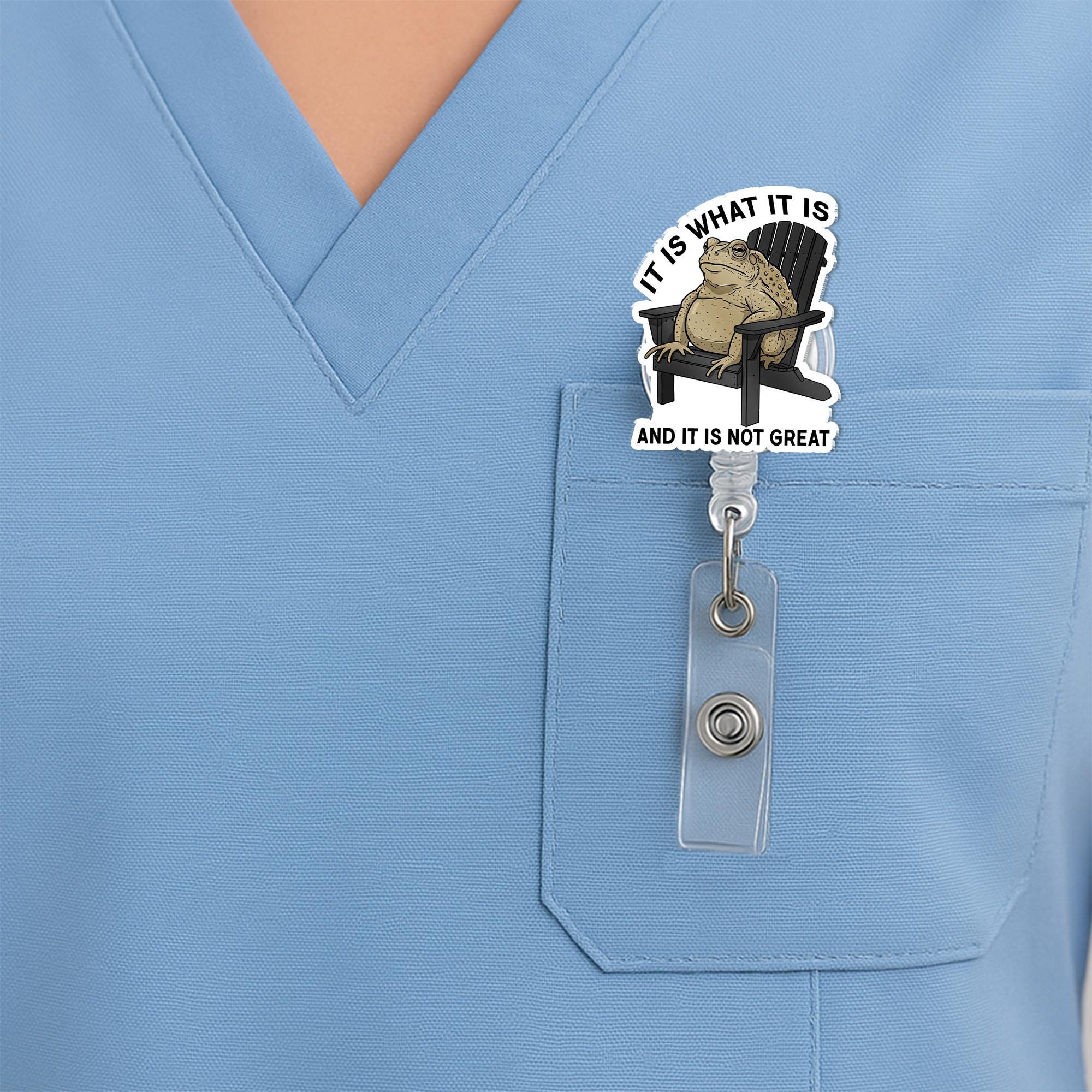 Funny Frog Badge Reel, It Is What It Is ID Holder, Grumpy Toad Work Badge, Sarcastic Nurse Clip, Funny Office Badge Reel
