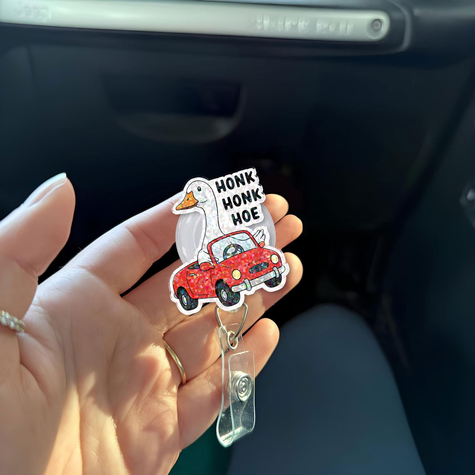 Honk honk hoe Badge Reel, Quirky Sarcasm Frog ID Holder for Nurses and Teachers, Fun Accessories for Work Gifts, officer humor, silly goose