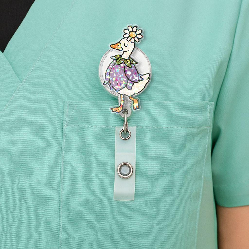 Funny Spring Goose ID Badge Reel – Silly Goose Badge Holder for Nurses & Workers, Spring Work Gift, Cute Nurse Teacher Badge Holder