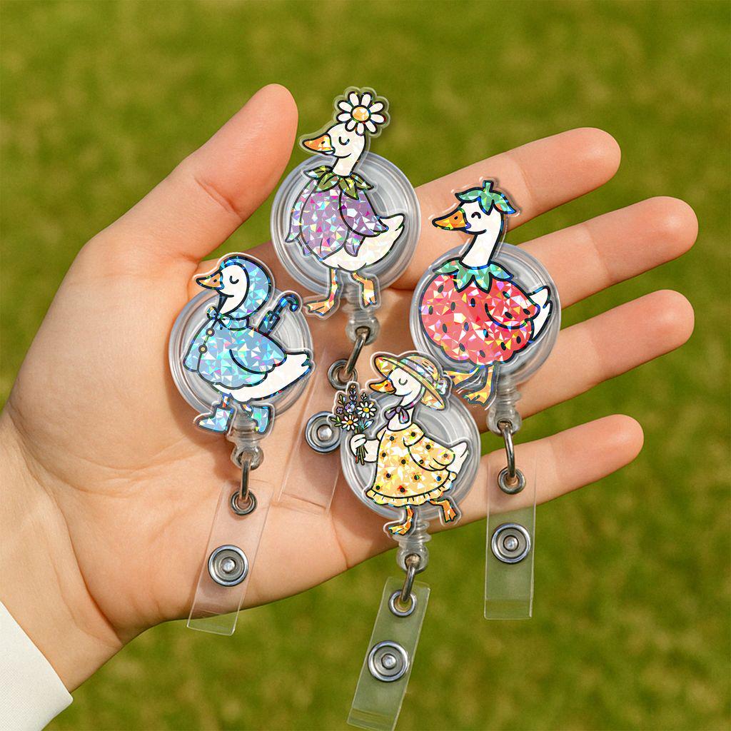 Funny Spring Goose ID Badge Reel – Silly Goose Badge Holder for Nurses & Workers, Spring Work Gift, Cute Nurse Teacher Badge Holder