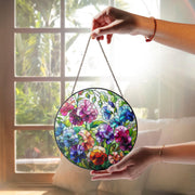 Sweet Pea April Vibrant Birth Month Suncatcher for Mothers Day Birthday Gift for Her Mom Wife Mother Grandmother Floral Glass Window Hanging