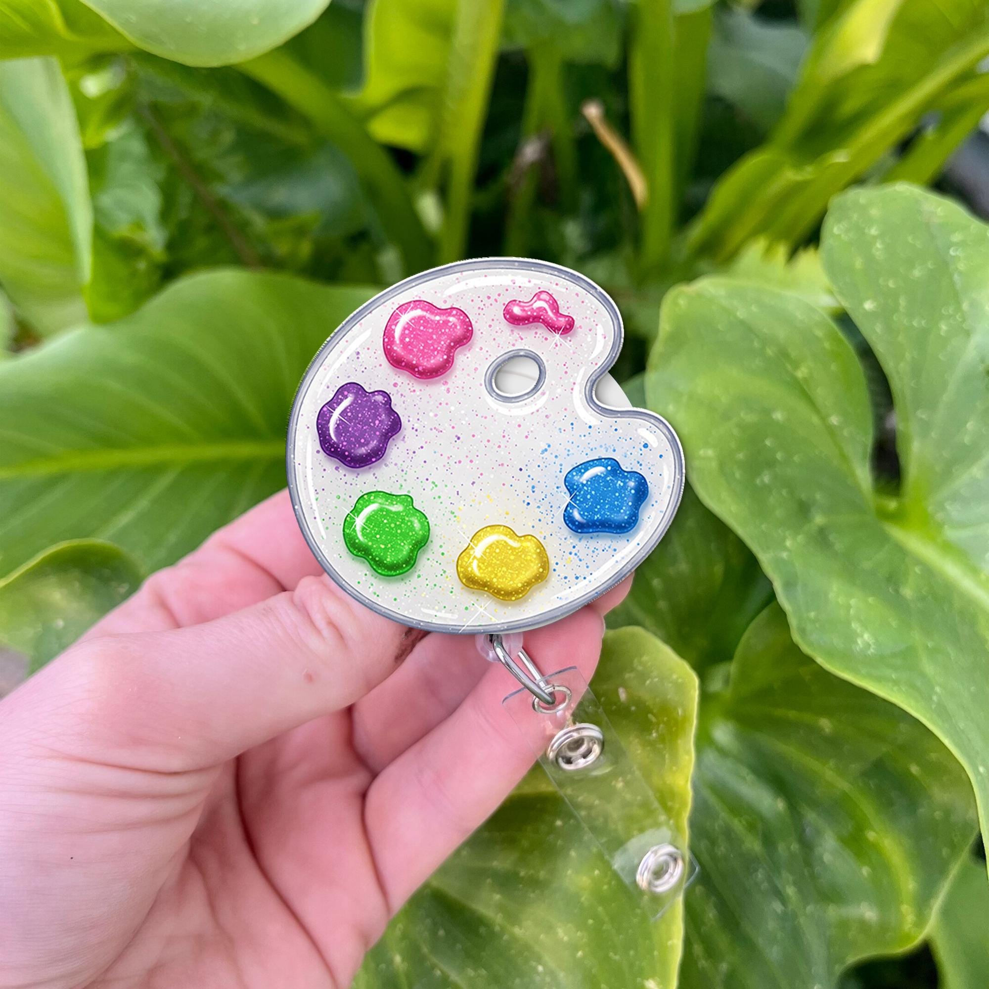 Paint pallette badge reel, artist badge reel, art teach gift, art teacher badge reel, badge reel for her, painter gift, gifts for artist