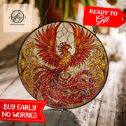 Mythical Phoenix GLASS Suncatcher, Phoenix Window Decor, Mythical Bird Decor, Phoenix Lover Gift, Phoenix Home Decor, Mother's Day Gift