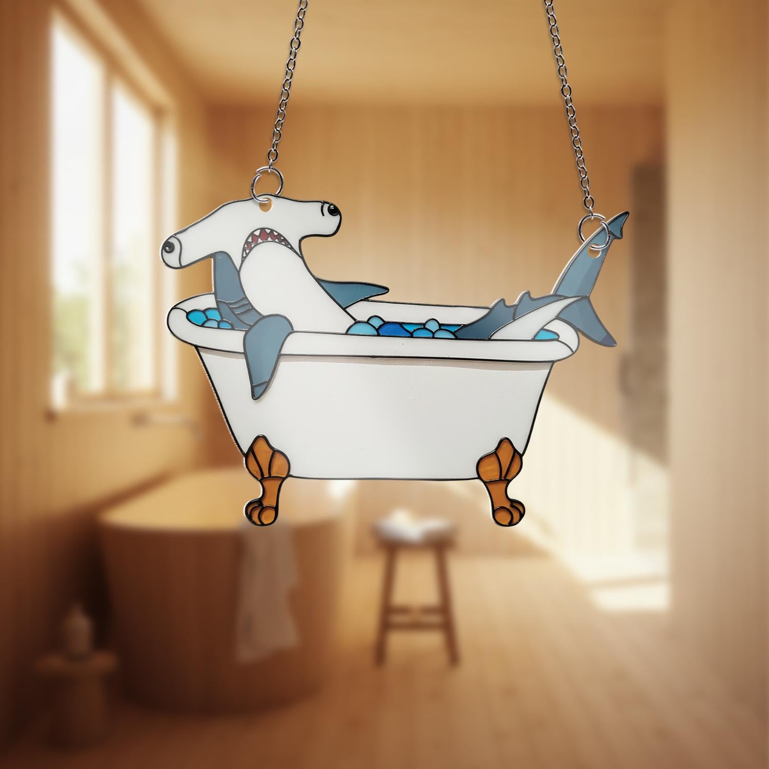 Hammerhead Shark Acrylic Window Hanging, Funny Bathtub Decor, Bathroom Art, Unique Bathroom Decor, Shark Lover Gift, Quirky Window Art