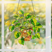 Epipremnum Aureum Holographic Suncatcher Gift for Mom, Golden Pothos Plant Lover Window Decor for Mother's Day, Indoor Jungle Boho Gift
