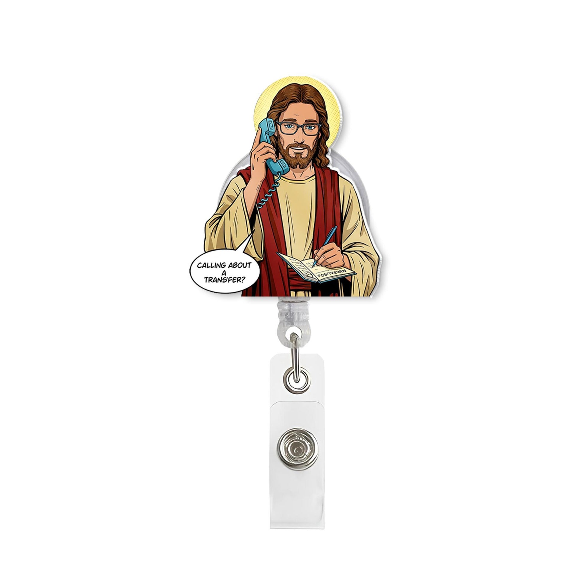 Calling For A Transfer Jesus Badge Reel, Funny Medical Badge Reel, Doctor ID Holder, Jesus Badge Clip, Christian Gift, Nurse Badge Reel Gift