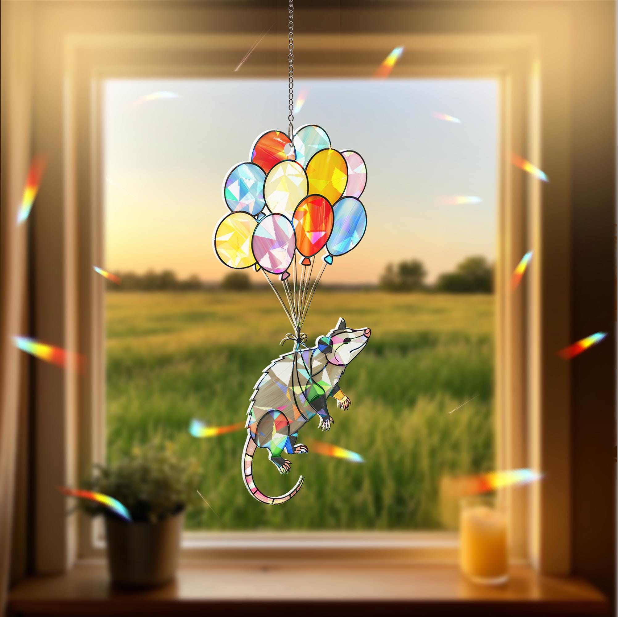 Funny Possum Floating Balloon Acrylic Hologram Decor, Funny Possum Decor, Kute Animal Decor, Quirky Possum Gift,Gift For Bestie,Possum Lover