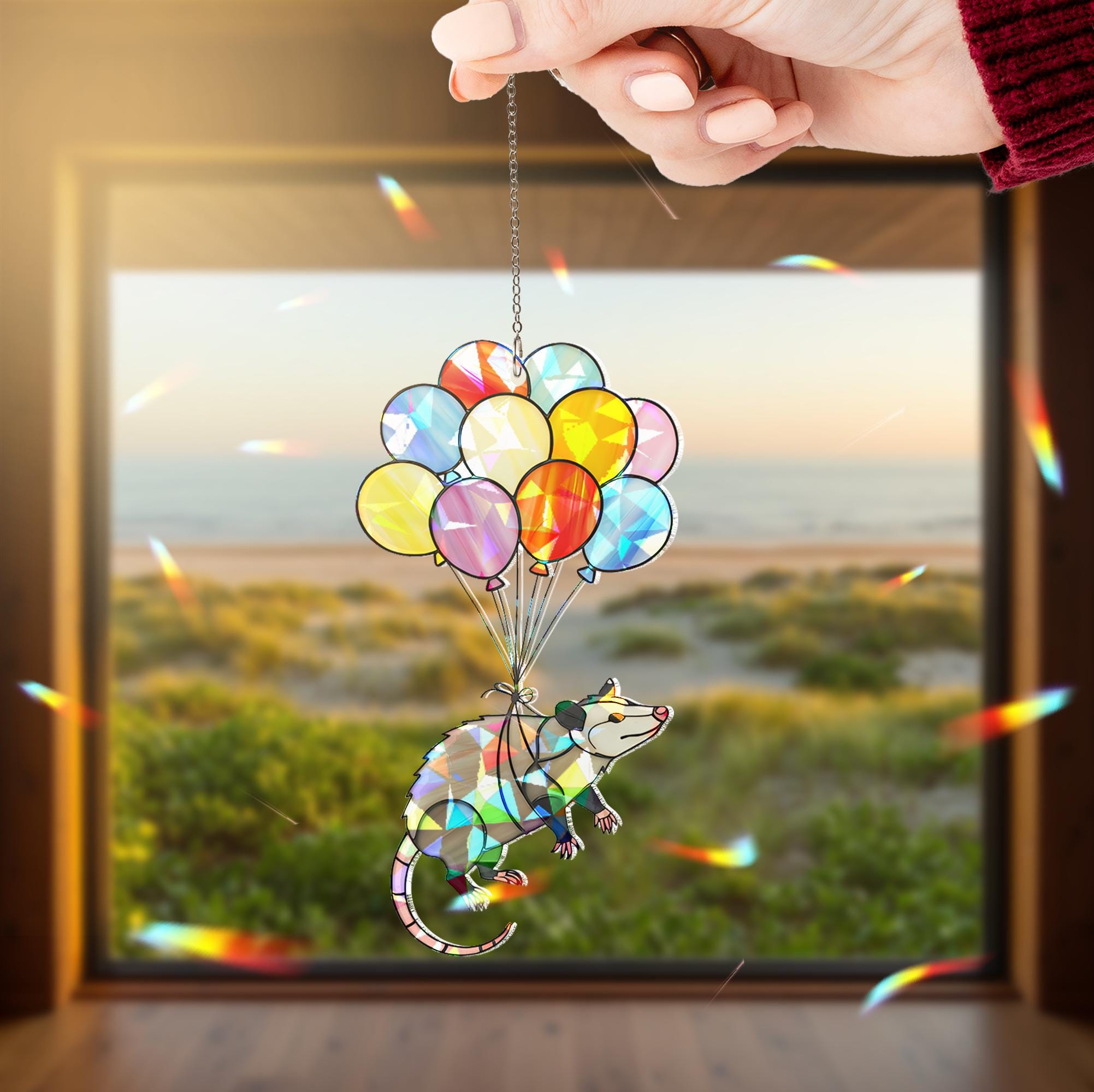 Funny Possum Floating Balloon Acrylic Hologram Decor, Funny Possum Decor, Kute Animal Decor, Quirky Possum Gift,Gift For Bestie,Possum Lover