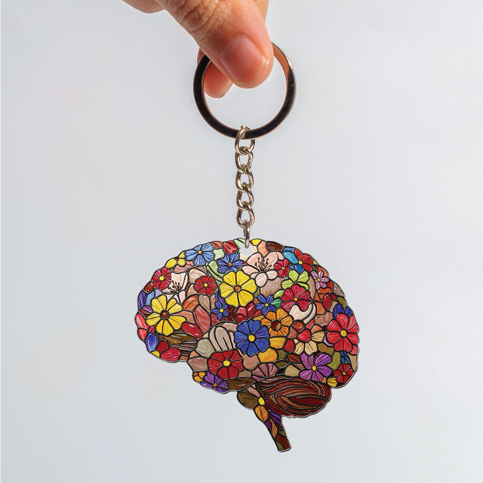 Floral Brain Acrylic Keychain,   Brain Surgeon Gift, Unique Medical Gift, Science Gift, Anatomical Art, Brain Lover Keychain,Gift for Doctor