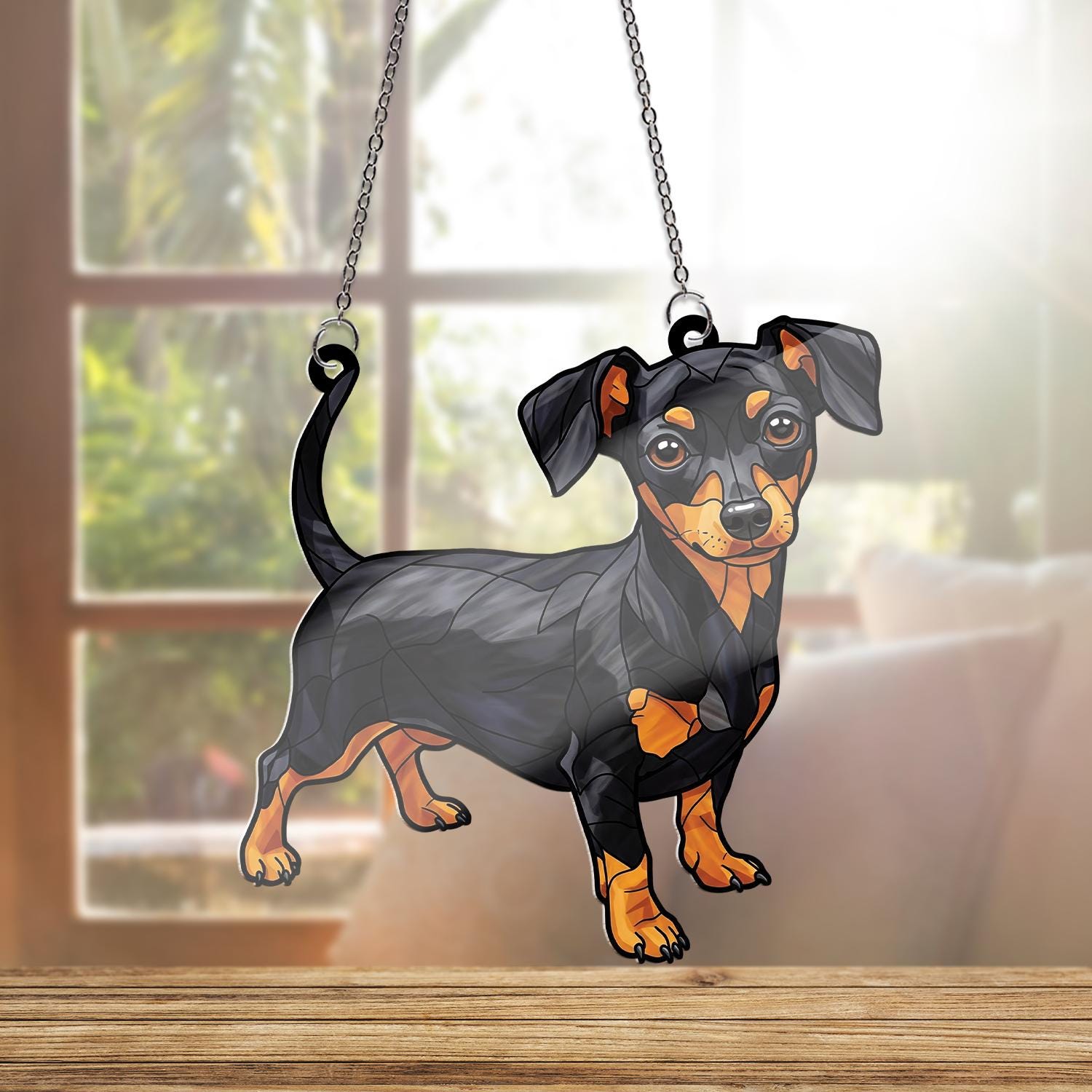 Black And Tan Chiweenie ACRYLIC Window Hanging, Chiweenie Mom Gift, Chiweenie Lover Decor, Dog Mama Decor, Mother's Day Gift, Dog Mom Gift