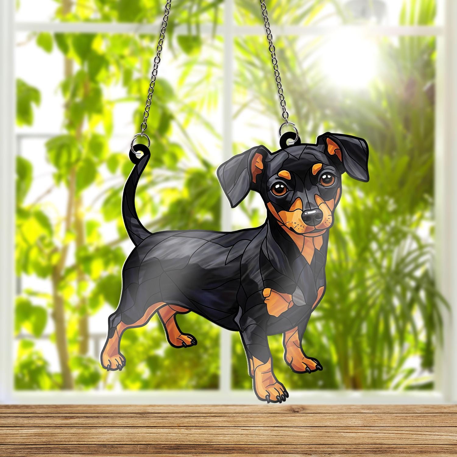 Black And Tan Chiweenie ACRYLIC Window Hanging, Chiweenie Mom Gift, Chiweenie Lover Decor, Dog Mama Decor, Mother's Day Gift, Dog Mom Gift
