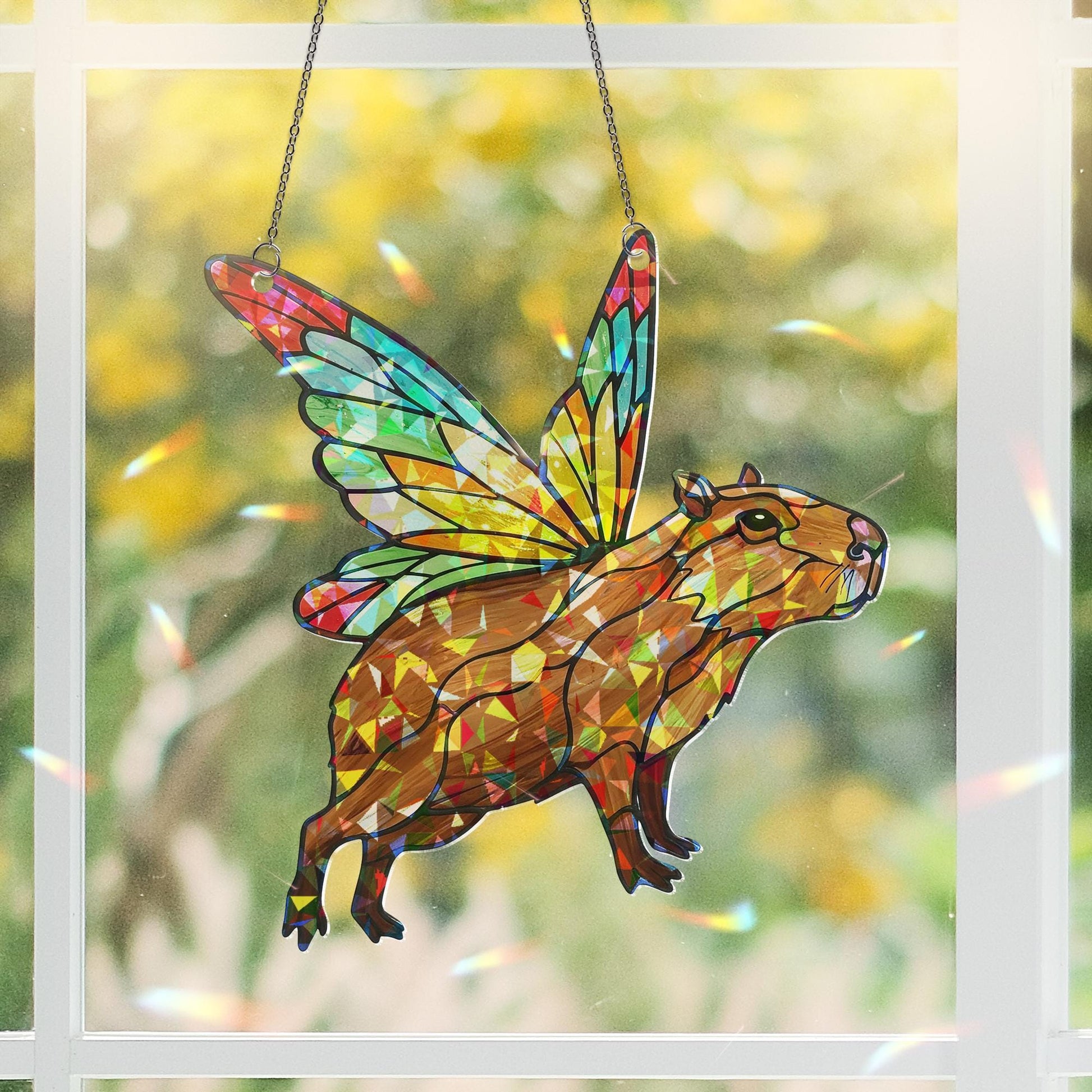 Fairy Capybara Hologram Window Decor, Capybra Lover Gift, Funny Capybara Gift, Animal Lover Gift, Gift For Her, Cute Animal Gift, Sparkle