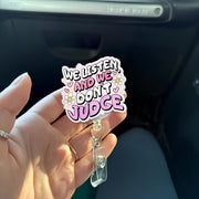 We Listen And We Dont Judge Badge Reel, Funny Nurse ID Holder, RN Id Holder, Teacher ID Holder, Work Badge Clips, Heavy Duty, Er Nurse Gift