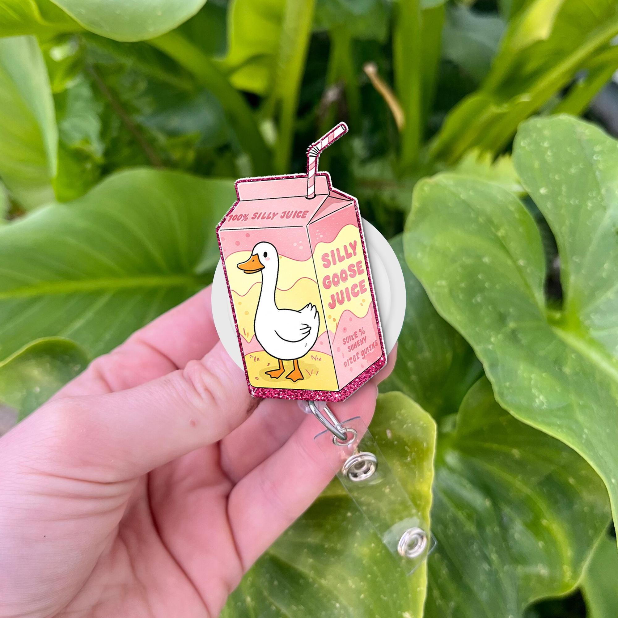 Silly Goose Juice Badge Reel, Funny Badge Reel, Funny Goose Gift, RN ID Holder, Nurse Gift, Whimsical Nurse Gift, Nursing Accessories