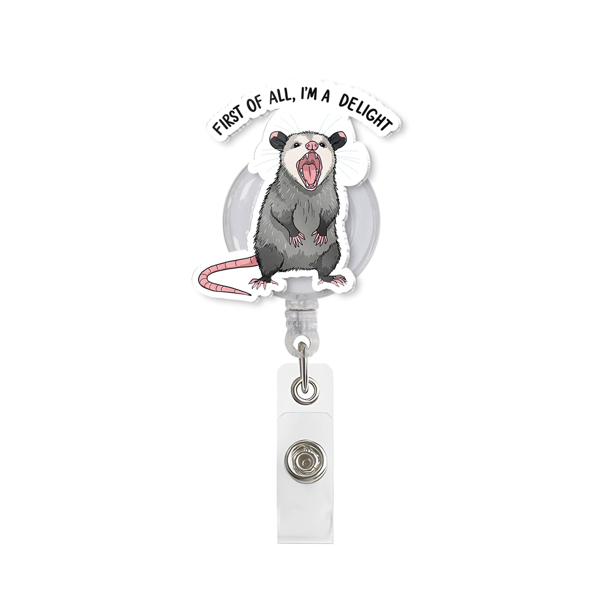 Funny Possum Badge Reel, I'm a Delight Badge Reel, Opossum Id Holder, Funny Nurse Gift, Funny Medical Gift, Co-worker Gift, Lanyard Gift