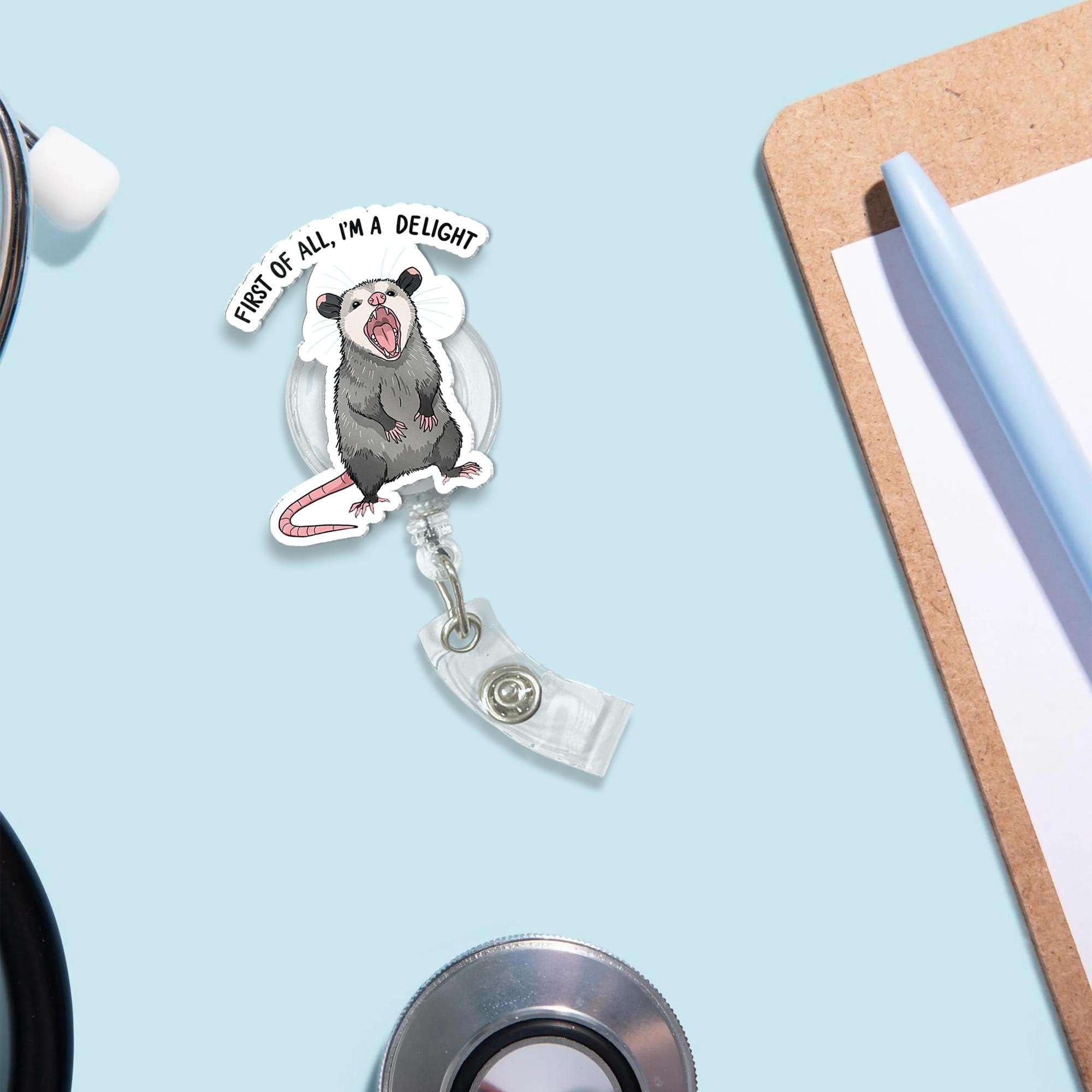 Funny Possum Badge Reel, I'm a Delight Badge Reel, Opossum Id Holder, Funny Nurse Gift, Funny Medical Gift, Co-worker Gift, Lanyard Gift