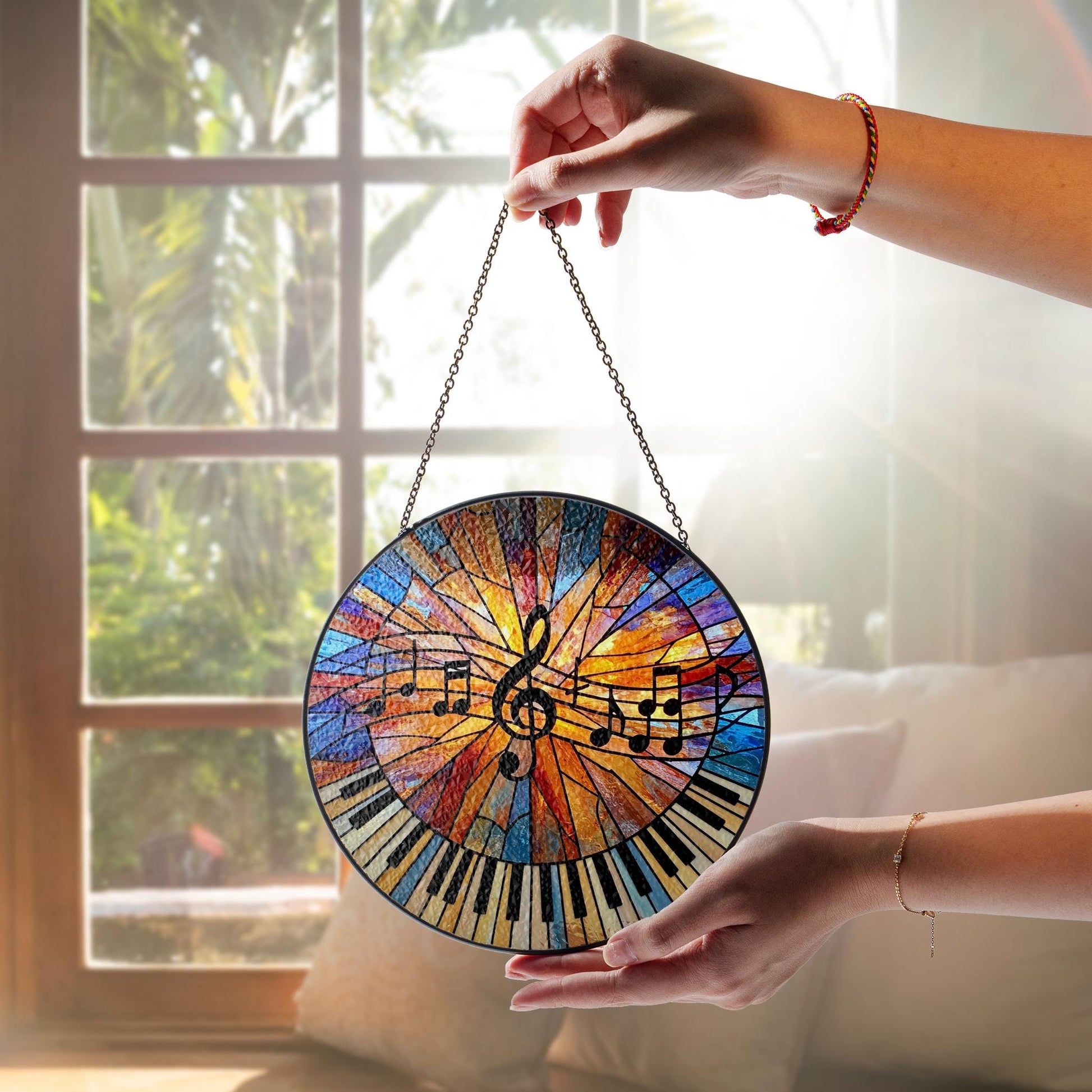 Music Teacher GLASS Suncatcher, Music Teacher Gift Idea, Teacher Appreciation, Music Clef Suncatcher, Music Note, Piano Gift, Pianist Gift