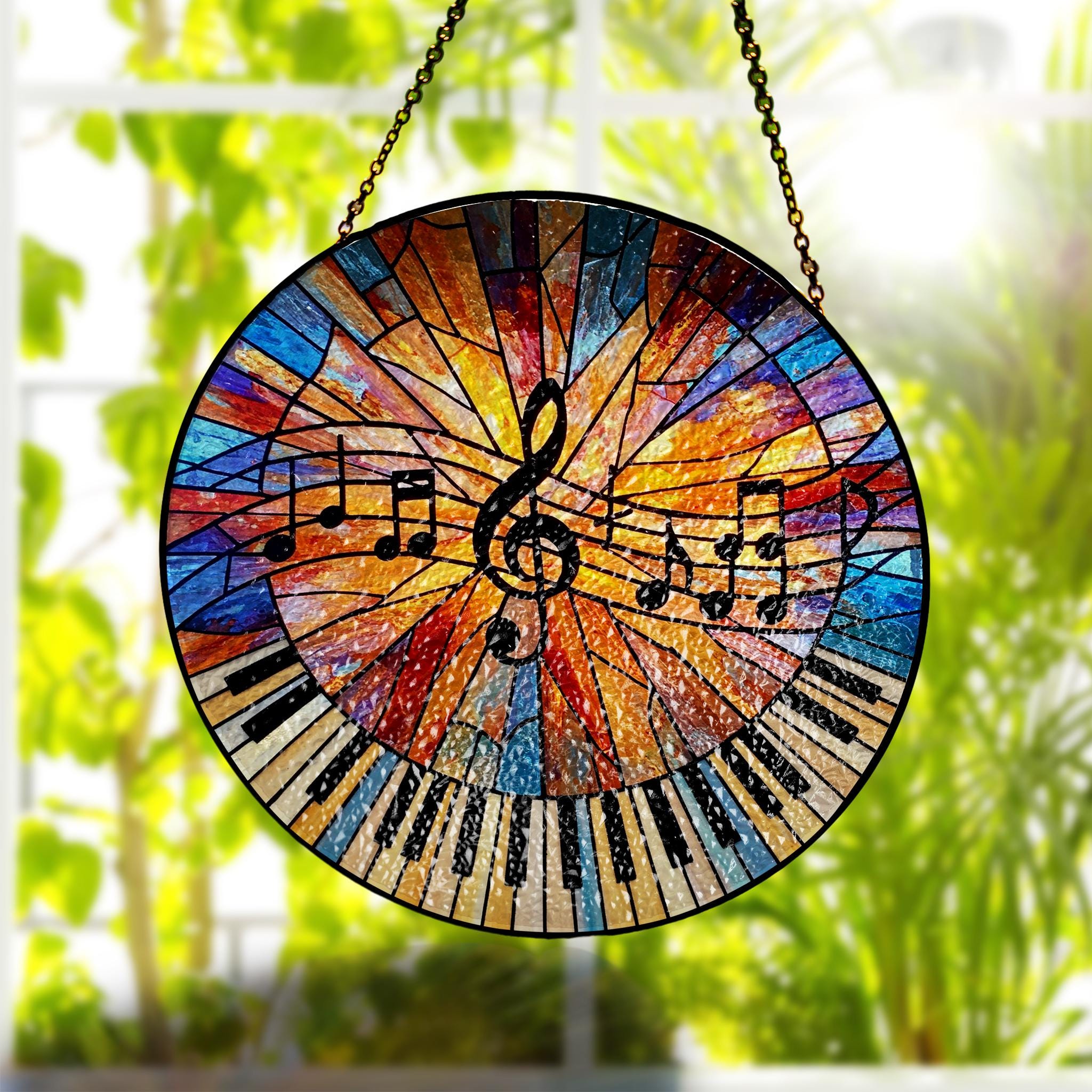 Music Teacher GLASS Suncatcher, Music Teacher Gift Idea, Teacher Appreciation, Music Clef Suncatcher, Music Note, Piano Gift, Pianist Gift