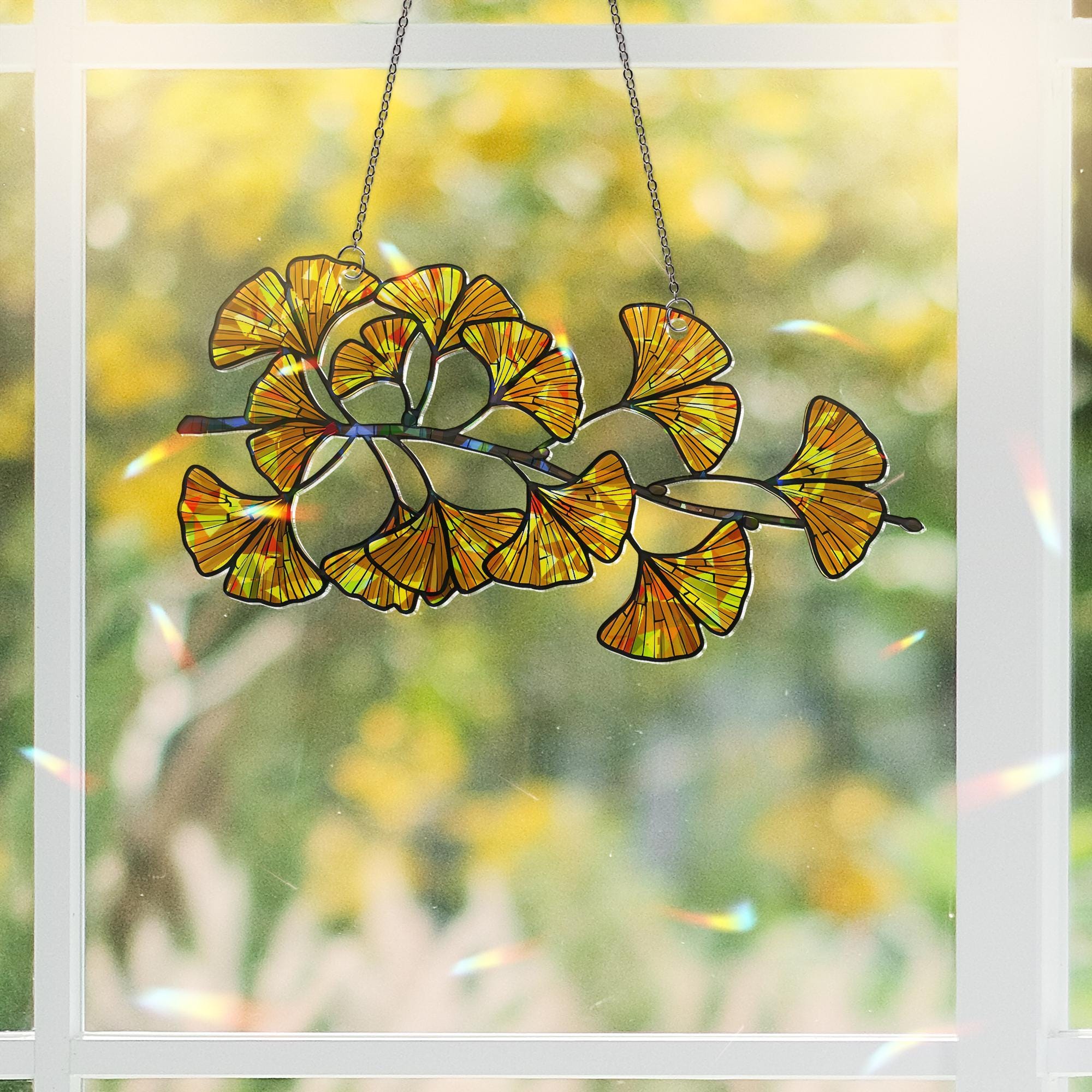 Ginkgo Leaves ACRYLIC Hologram , Iridescent Nature Art, Minimalist Wall Decor, Mother's Day Gift, Botanical Home Accent, Gift For Mom