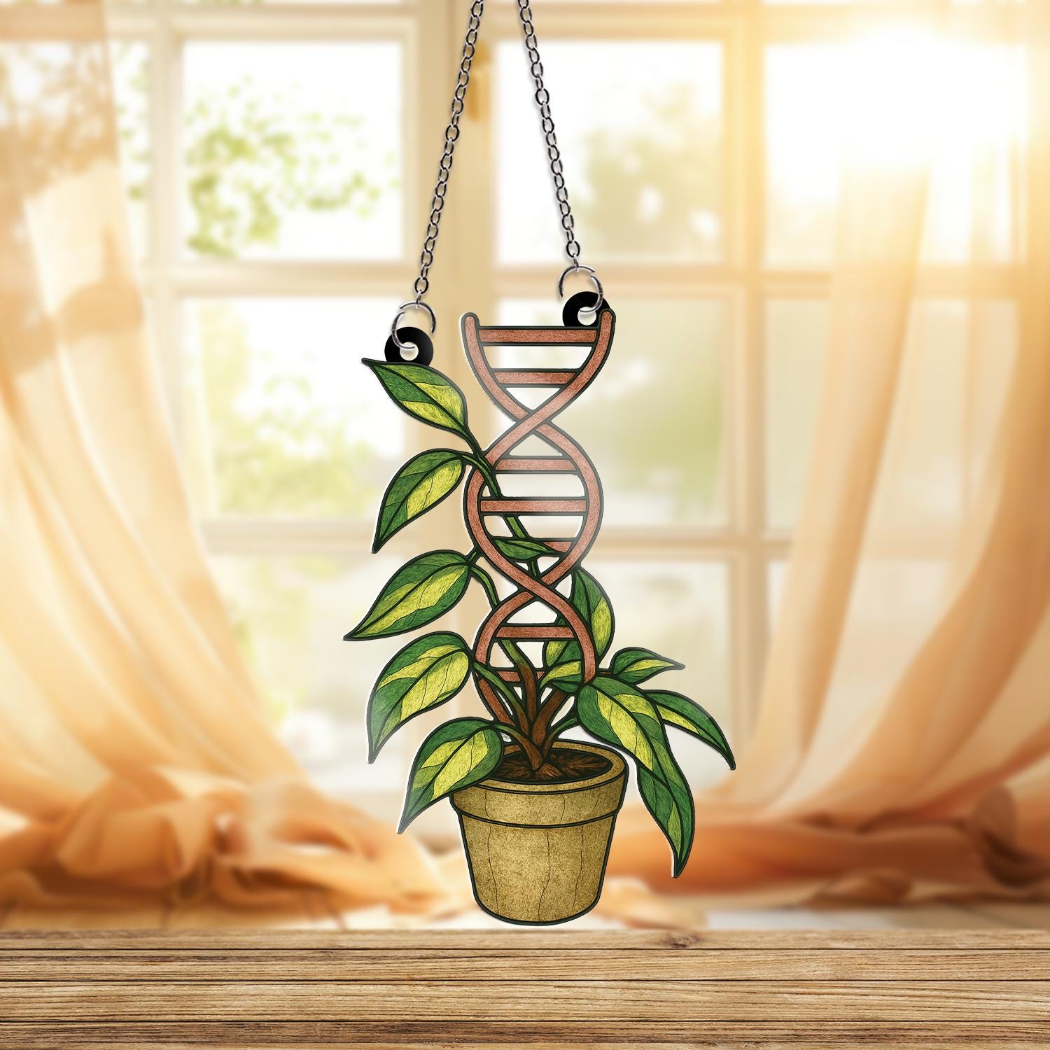 DNA Trellis and climbing plant pot window hanging, Double helix home decor for house plants lovers, Science Mom Chemistry Biology gift