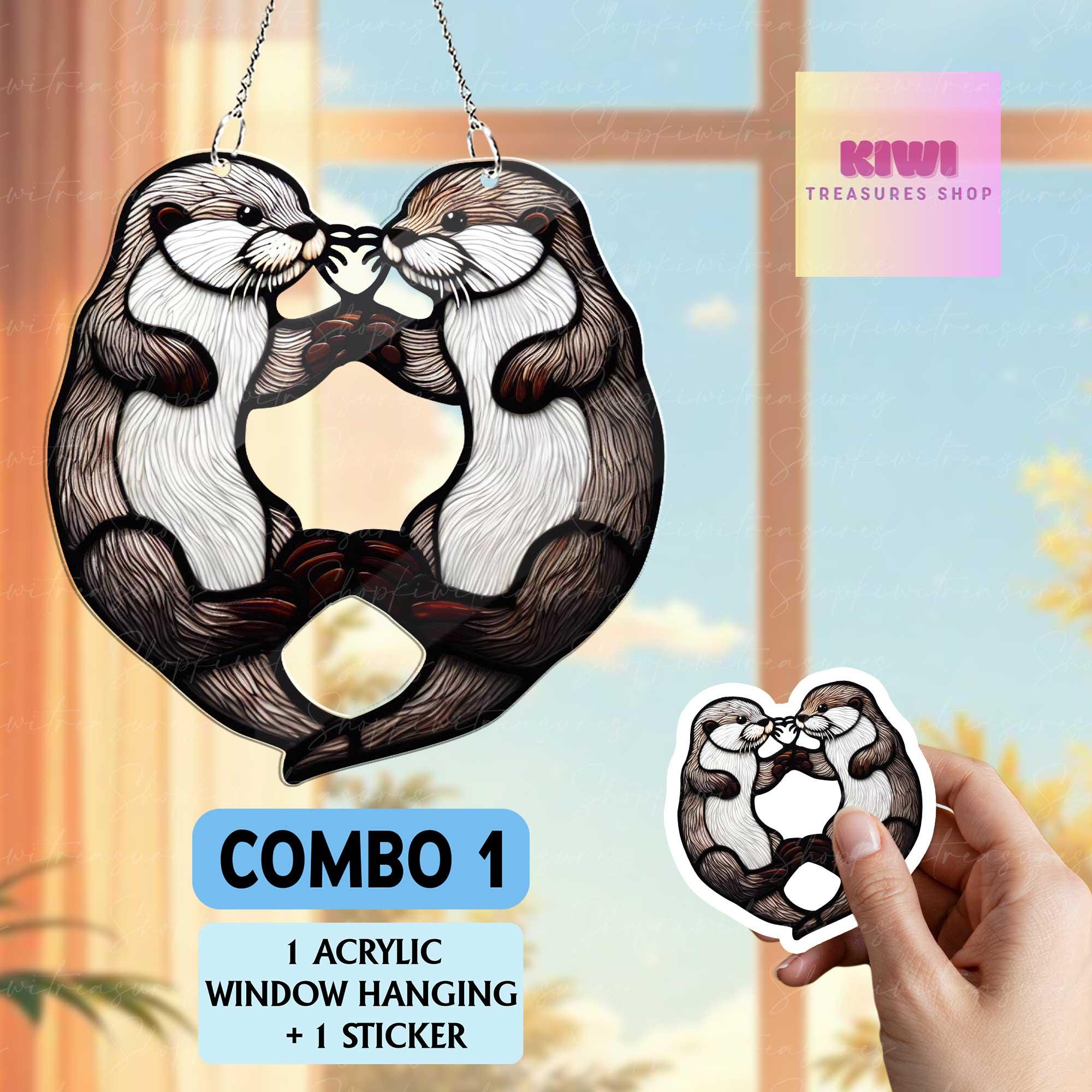 Special gift - Otter Couple ACRYLIC window hanging, Otters Window Hangings, Couple gift, Anniversary gift, Bedroom decor, gift for wife