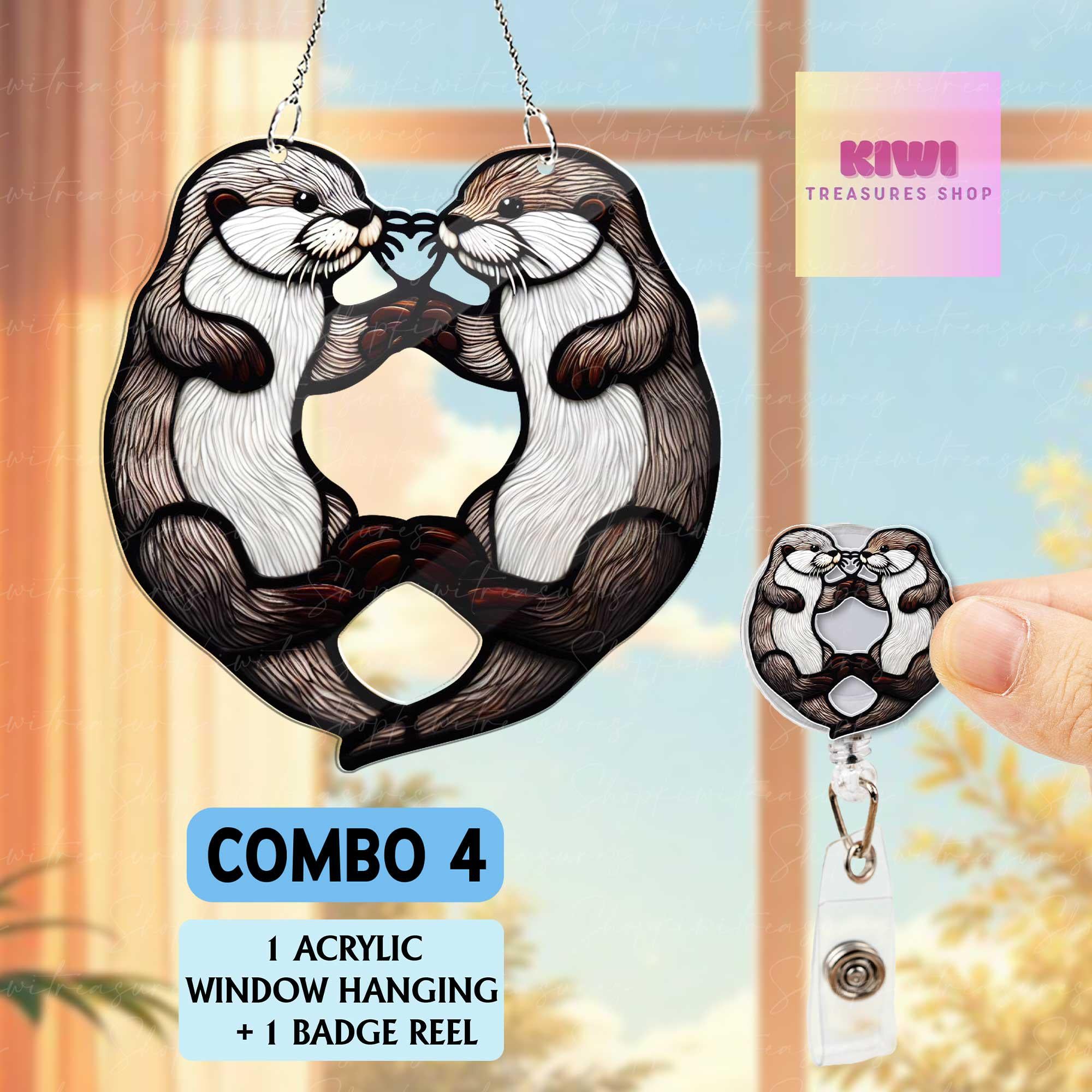 Special gift - Otter Couple ACRYLIC window hanging, Otters Window Hangings, Couple gift, Anniversary gift, Bedroom decor, gift for wife