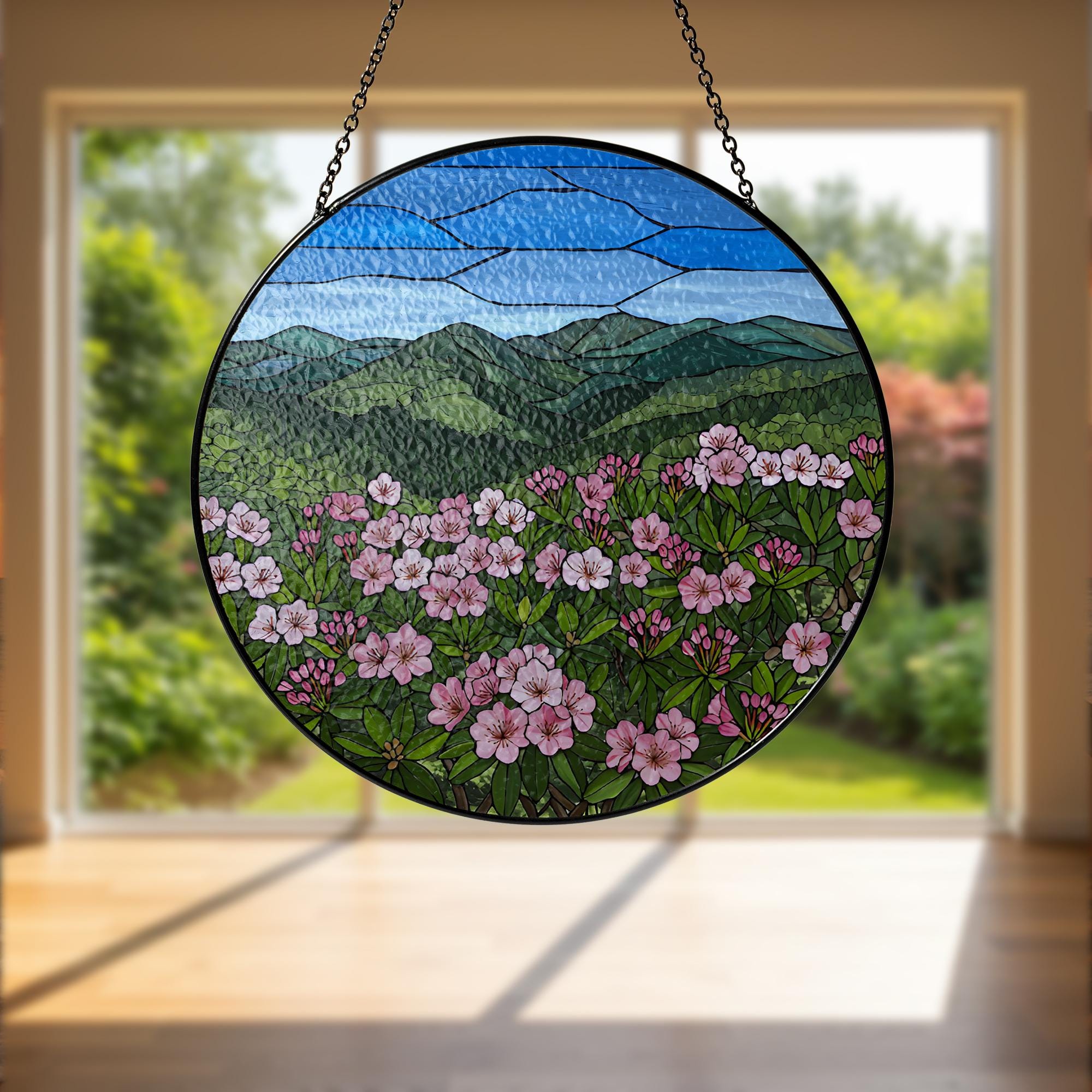 Mountain Laurel Flower GLASS Suncatcher, Glass Wildflower Art, Scenic Window Hanging, Floral Nature Decor, Garden Lover Gift, Flower Gift