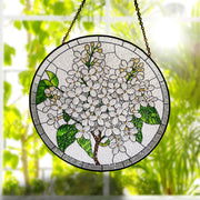 Syringa Idaho State of flower glass suncatcher, Elegant Kitchen Decor Ornament, Ideal Mother's Day 2025 Gift, Syringa flower glass hanging