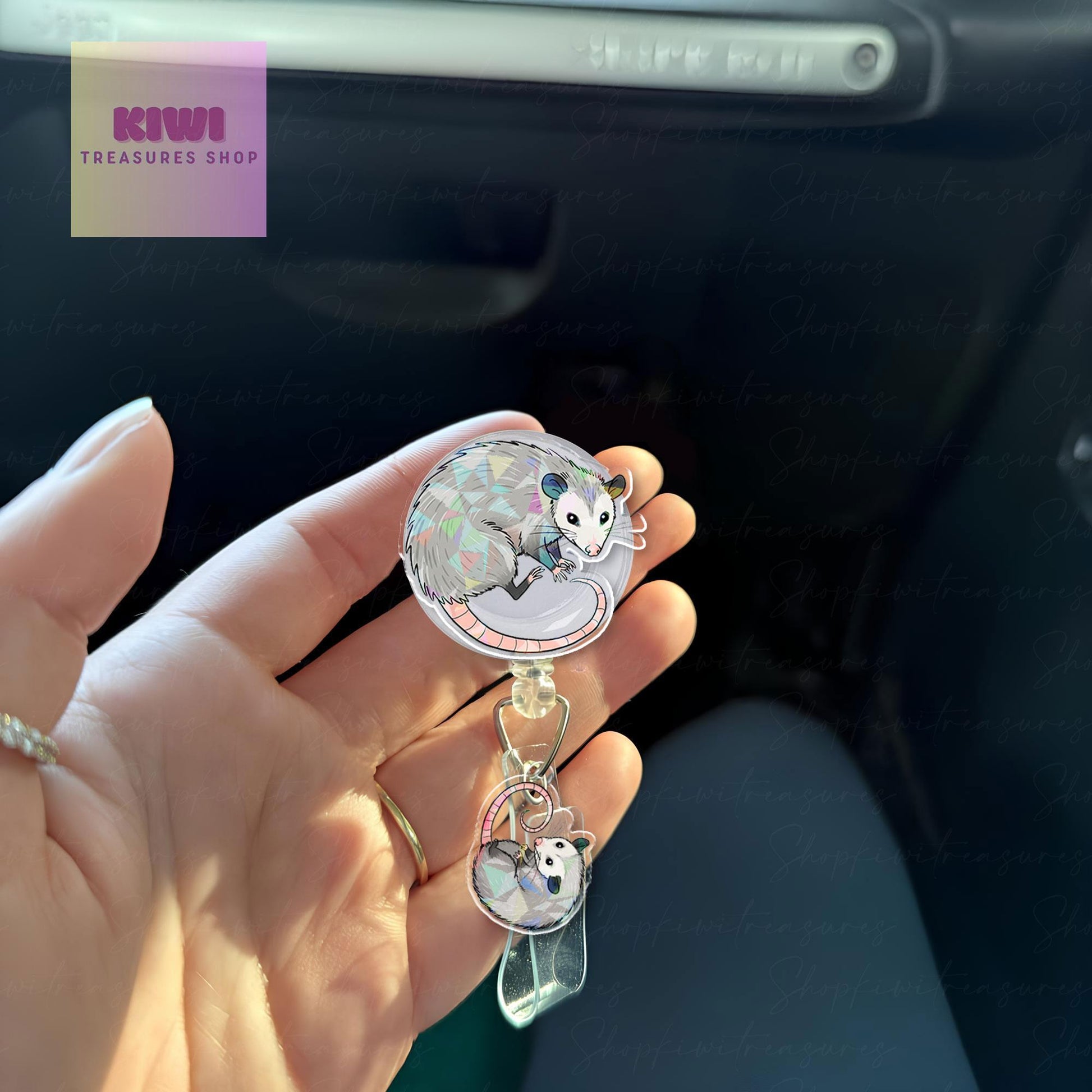 Funny Possum Mom Badge Reel –  Quirky Mother's Day Gift – Cute Nurse ID Holder for Mom - Funny Holographic Quirky Gift for Her