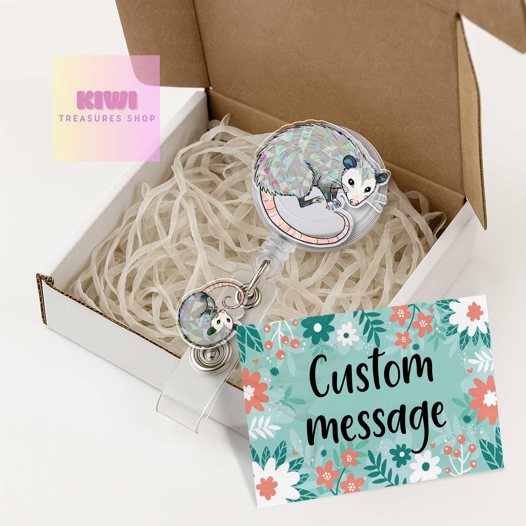 Funny Possum Mom Badge Reel –  Quirky Mother's Day Gift – Cute Nurse ID Holder for Mom - Funny Holographic Quirky Gift for Her