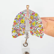 Floral Lung Badge Reel, Anatomical Lungs ID Holder, Respiratory Therapist Gift, Cute Nurse Doctor RT Accessory, Medical Staff Badge
