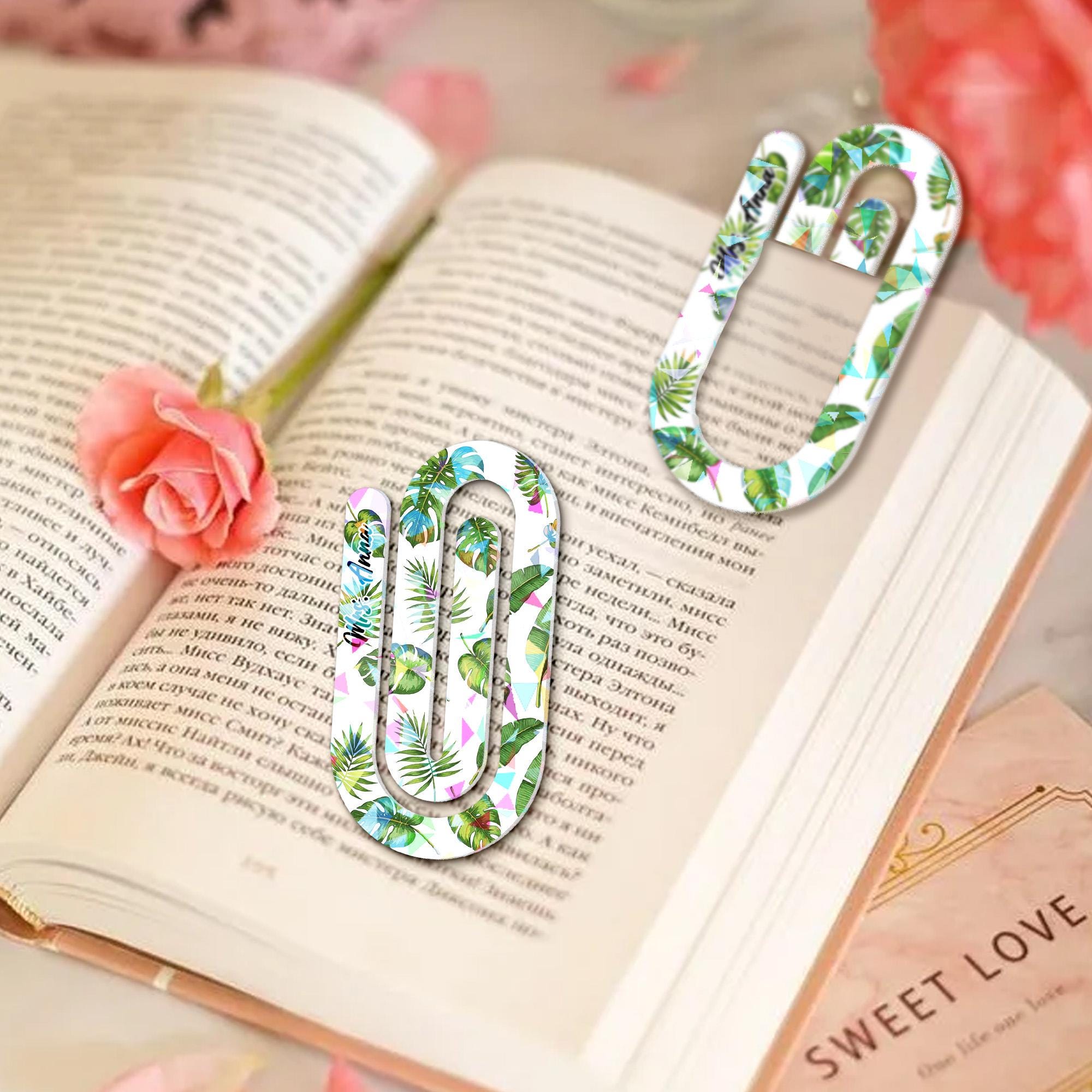 Tropical Paper Clip Bookmark, Cute Leafy Book Clip, Botanical Stationery Gift, Monstera Bookmarks for Readers, Floral Office Accessories