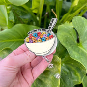 It's Okay to Feel Badge Reel | Emotional Cereal Bowl ID Holder | Mental Health Gift for Nurses, Therapists, Teachers, Counselors