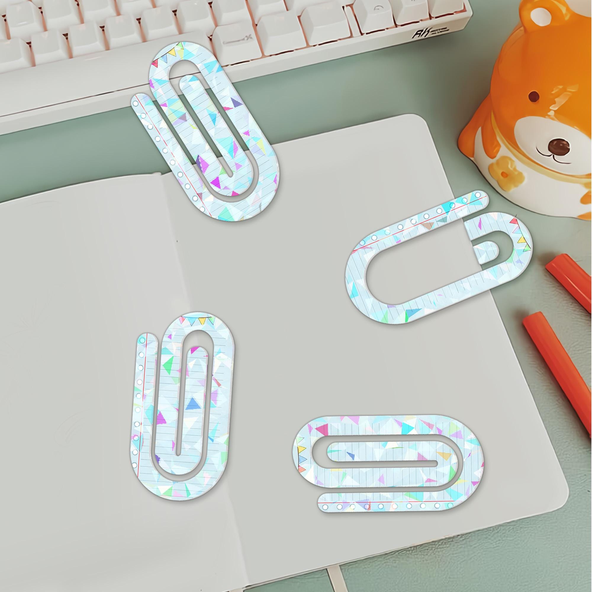 Pastel Notebook Paperclip Bookmark, Geometric Book Clip, Aesthetic Stationery Gift, Large Bookmark for Readers, Colorful Office Accessory