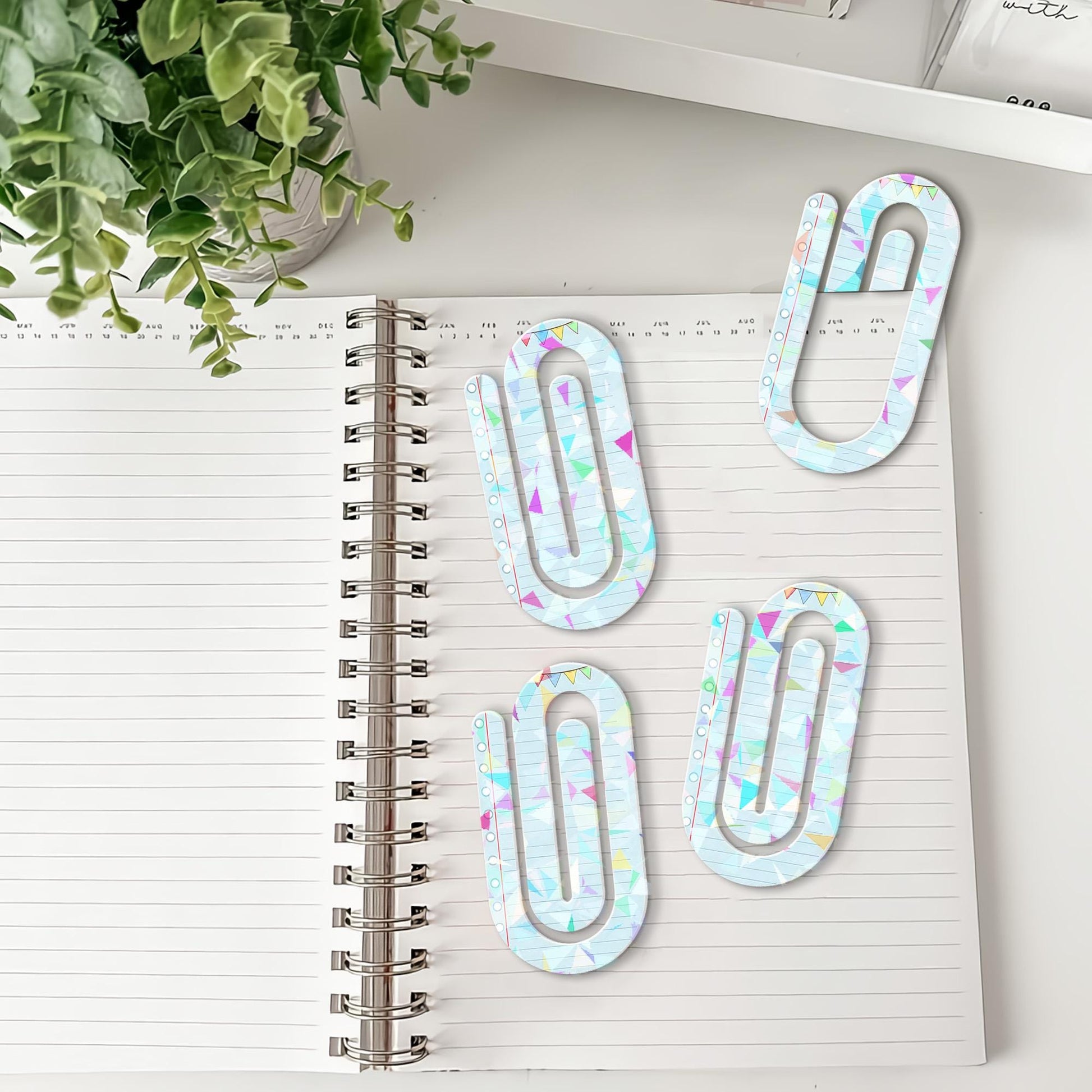 Pastel Notebook Paperclip Bookmark, Geometric Book Clip, Aesthetic Stationery Gift, Large Bookmark for Readers, Colorful Office Accessory