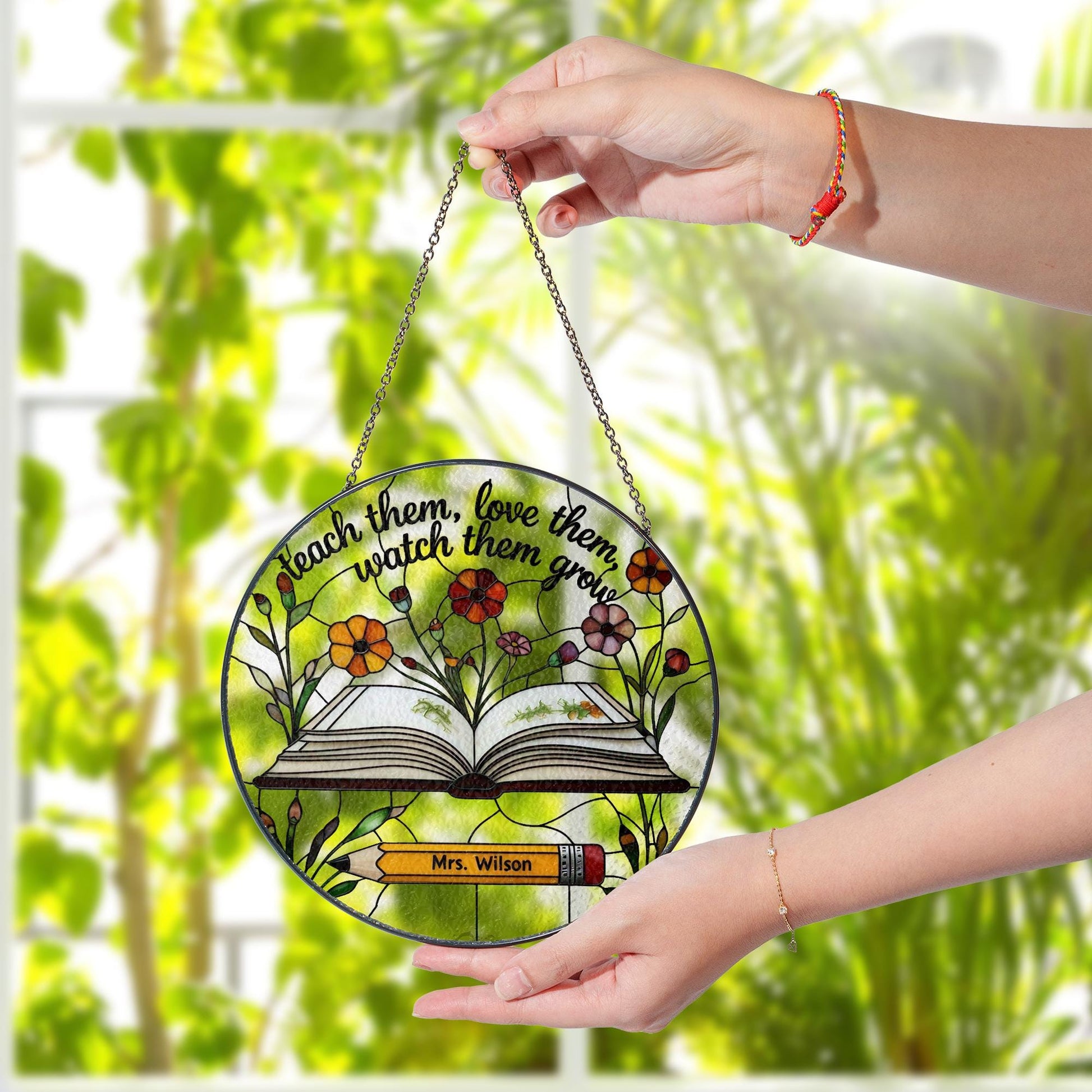 Custom Teacher Suncatcher Gift | Personalized Glass Suncatcher for End of Year, Teacher Appreciation, Classroom Decor, Gift for Teacher