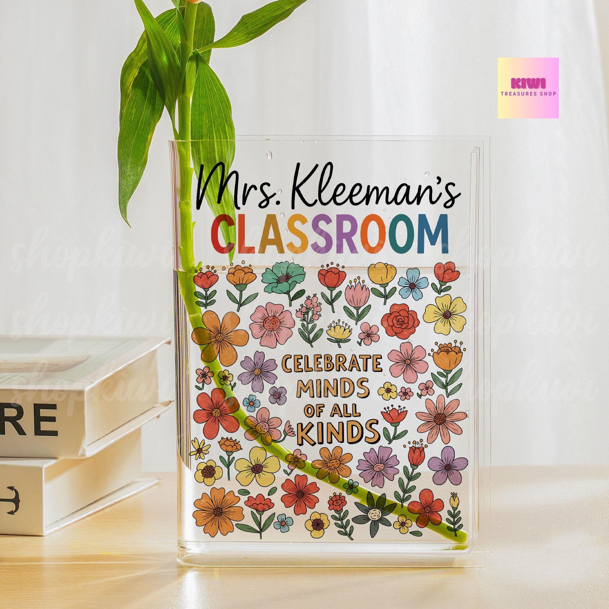 Celebrate Minds of All Kinds Vase, Teacher Book Vase, Autism Awareness Decor, Neurodiversity Gift, SPED Teacher Desk Decor, Classroom Vase