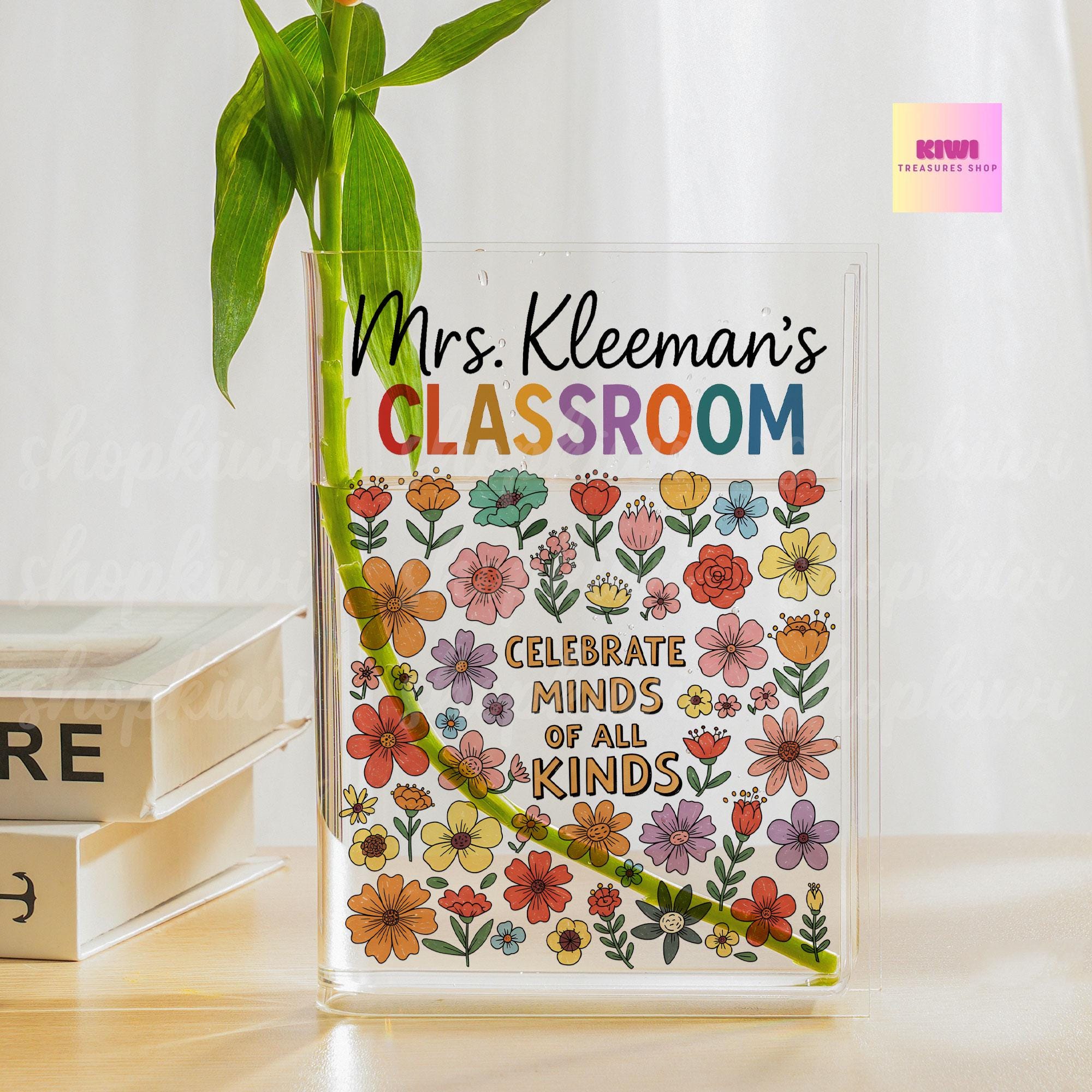 Celebrate Minds of All Kinds Vase, Teacher Book Vase, Autism Awareness Decor, Neurodiversity Gift, SPED Teacher Desk Decor, Classroom Vase