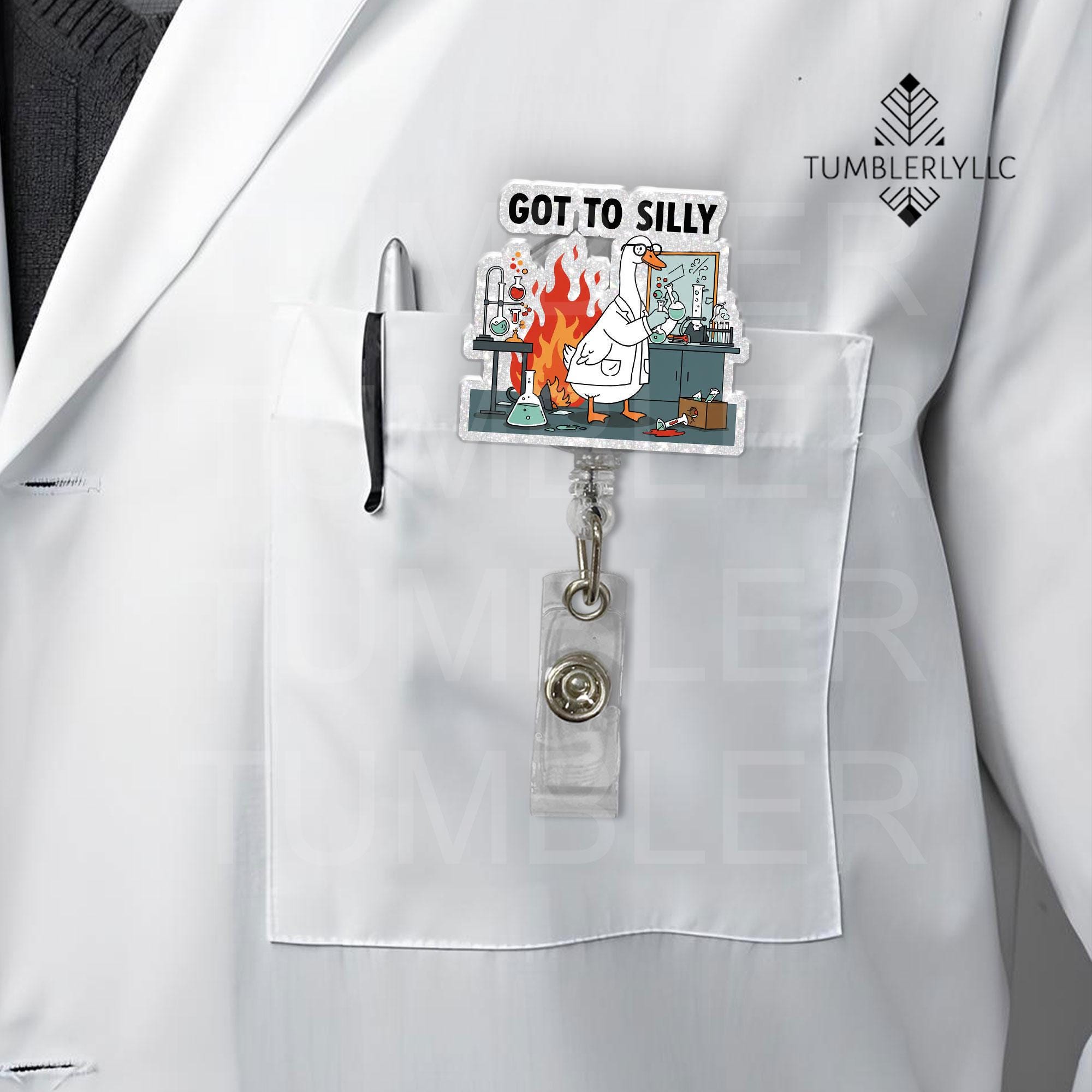 Got To Silly Goose Badge Reel, Holder Funny Science Lab Chaos Cartoon ID Clip, Gift for Nurse Doctor Scientist Lab Tech Student Retractable