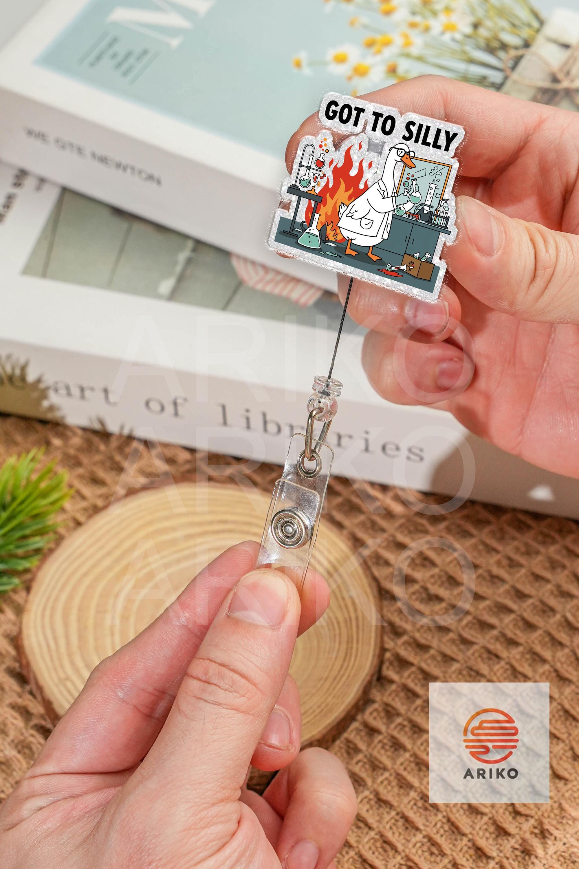 Got To Silly Goose Badge Reel, Holder Funny Science Lab Chaos Cartoon ID Clip, Gift for Nurse Doctor Scientist Lab Tech Student Retractable