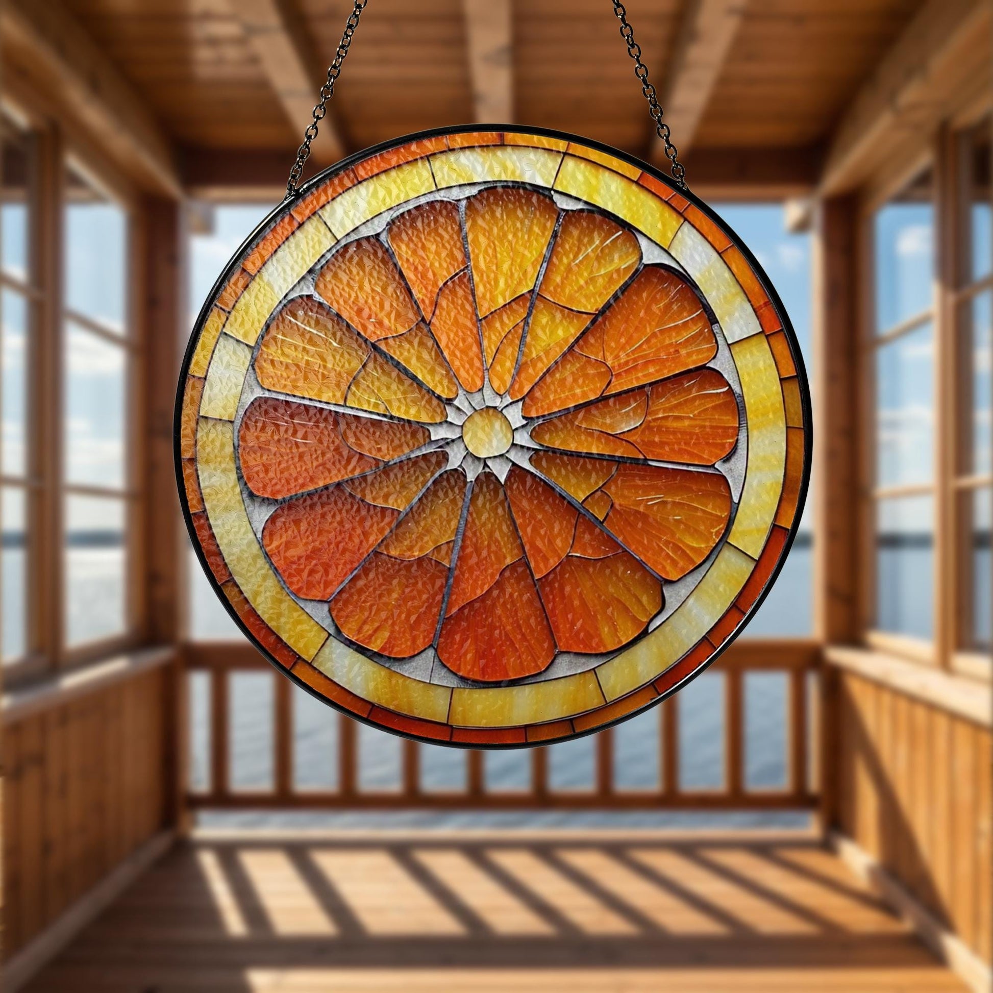 Orange Slice GLASS Suncatcher, Citrus Window Decor, Glass Sun Catcher, Fruit Suncatcher, Unique Window Decoration, Glass Art, Sunlight Decor