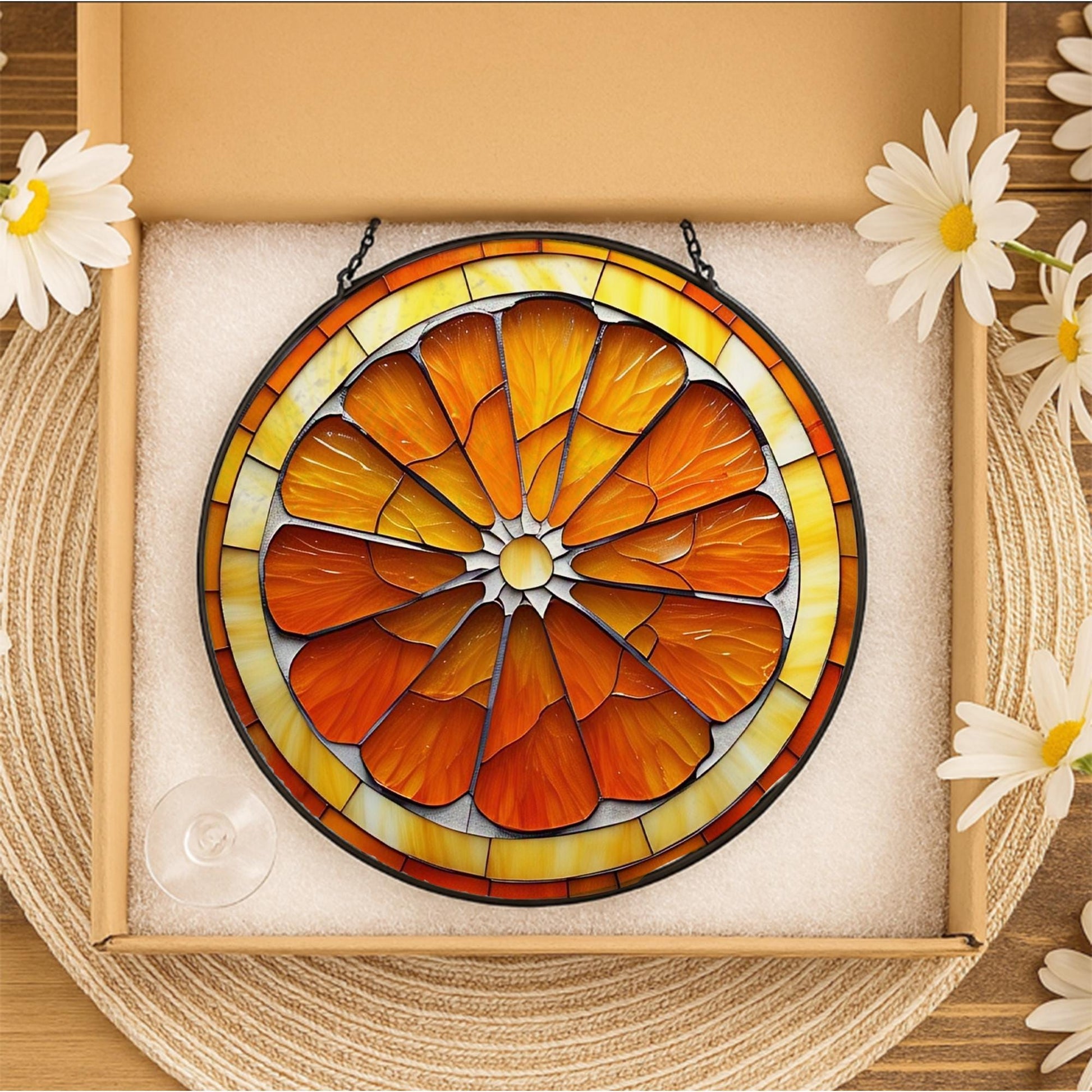 Orange Slice GLASS Suncatcher, Citrus Window Decor, Glass Sun Catcher, Fruit Suncatcher, Unique Window Decoration, Glass Art, Sunlight Decor