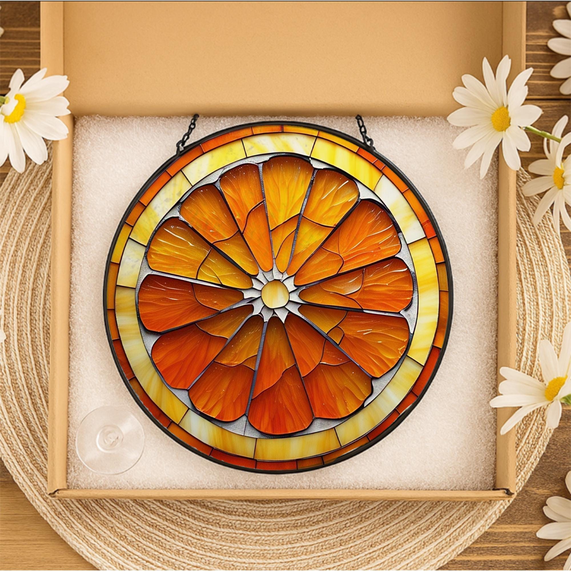 Orange Slice GLASS Suncatcher, Citrus Window Decor, Glass Sun Catcher, Fruit Suncatcher, Unique Window Decoration, Glass Art, Sunlight Decor