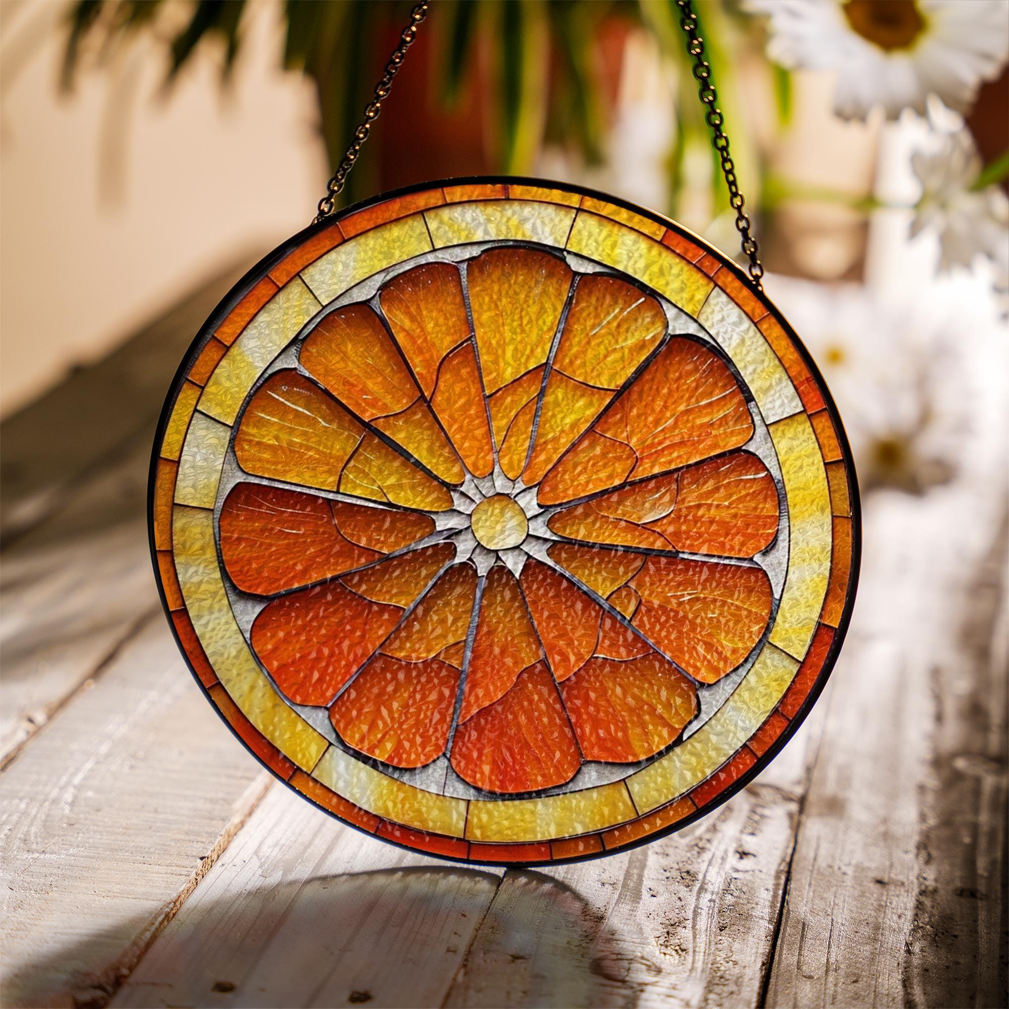 Orange Slice GLASS Suncatcher, Citrus Window Decor, Glass Sun Catcher, Fruit Suncatcher, Unique Window Decoration, Glass Art, Sunlight Decor