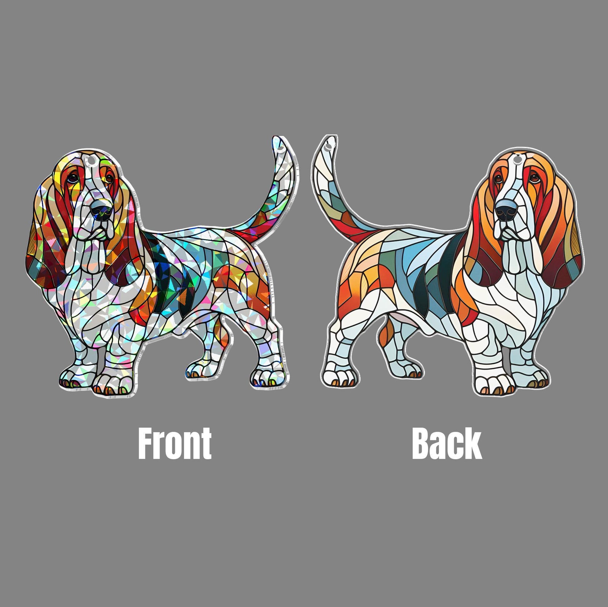 Basset Hound Dog Acrylic Window Hanging, Dog Ornament, Rainbow Prism Maker, Gift for Dog Mom Dad Lover, Dog Owner