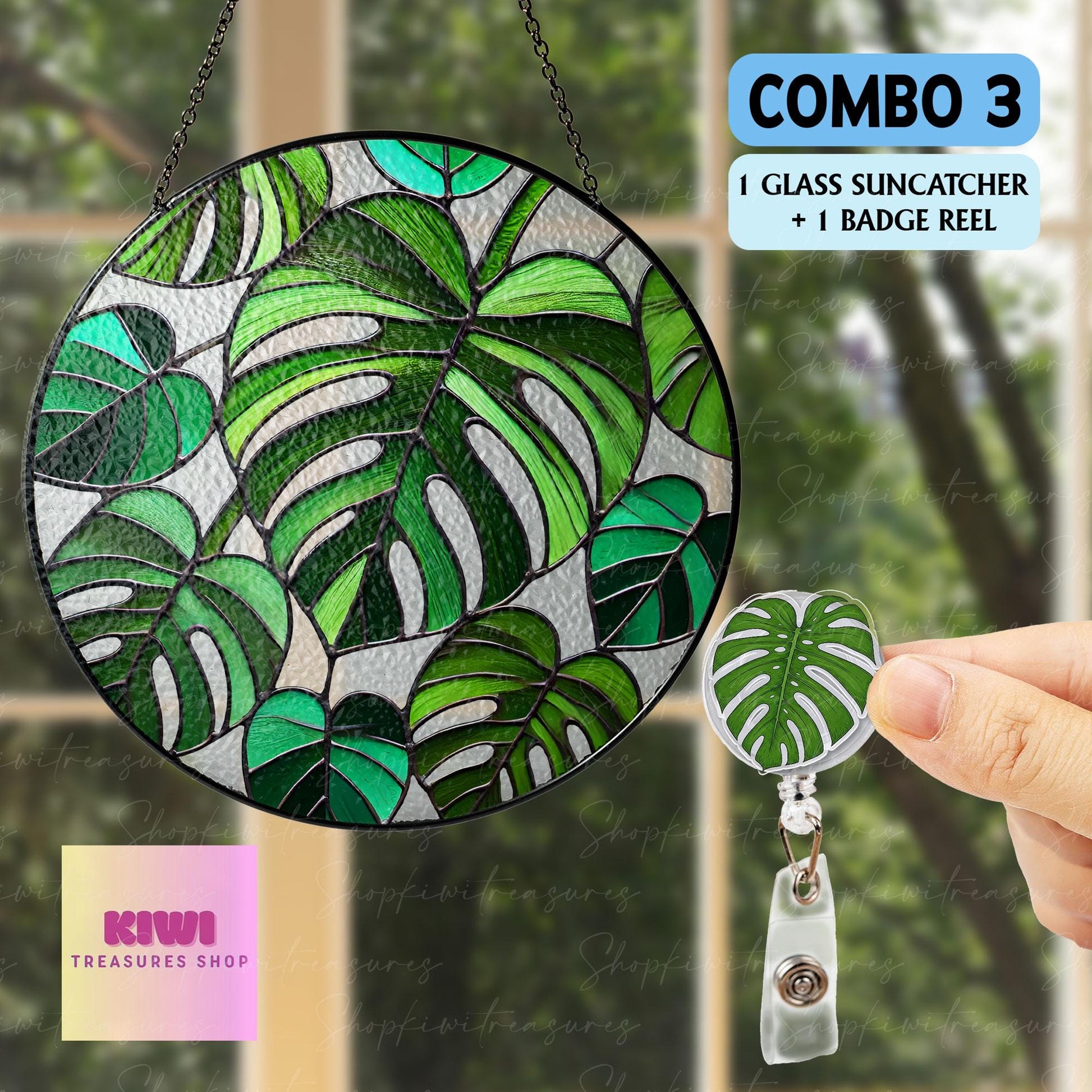 Mother's day gift set 2025- Monstera Plant GLASS Decor, Monstera Plant Lover Decor, Plant Lady Decor, Plant Mom Decor,Plant Suncatcher