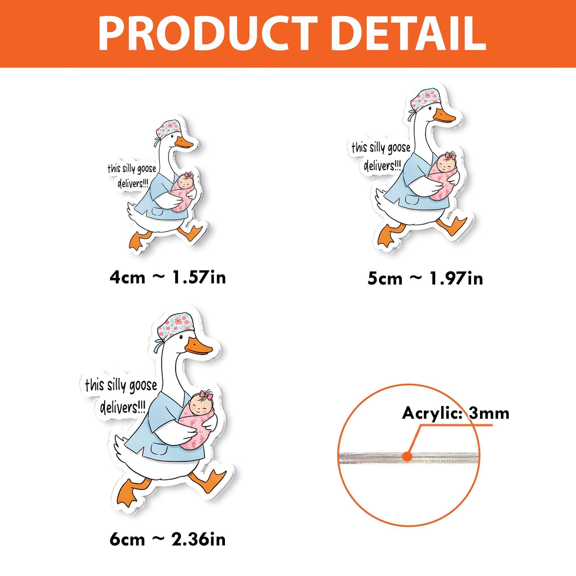 Silly Goose Delivers Badge Reel, Funny L&D Nurse Gift, Retractable ID Holder for NICU, Postpartum, Peds, Midwife, Cute RN Accessory