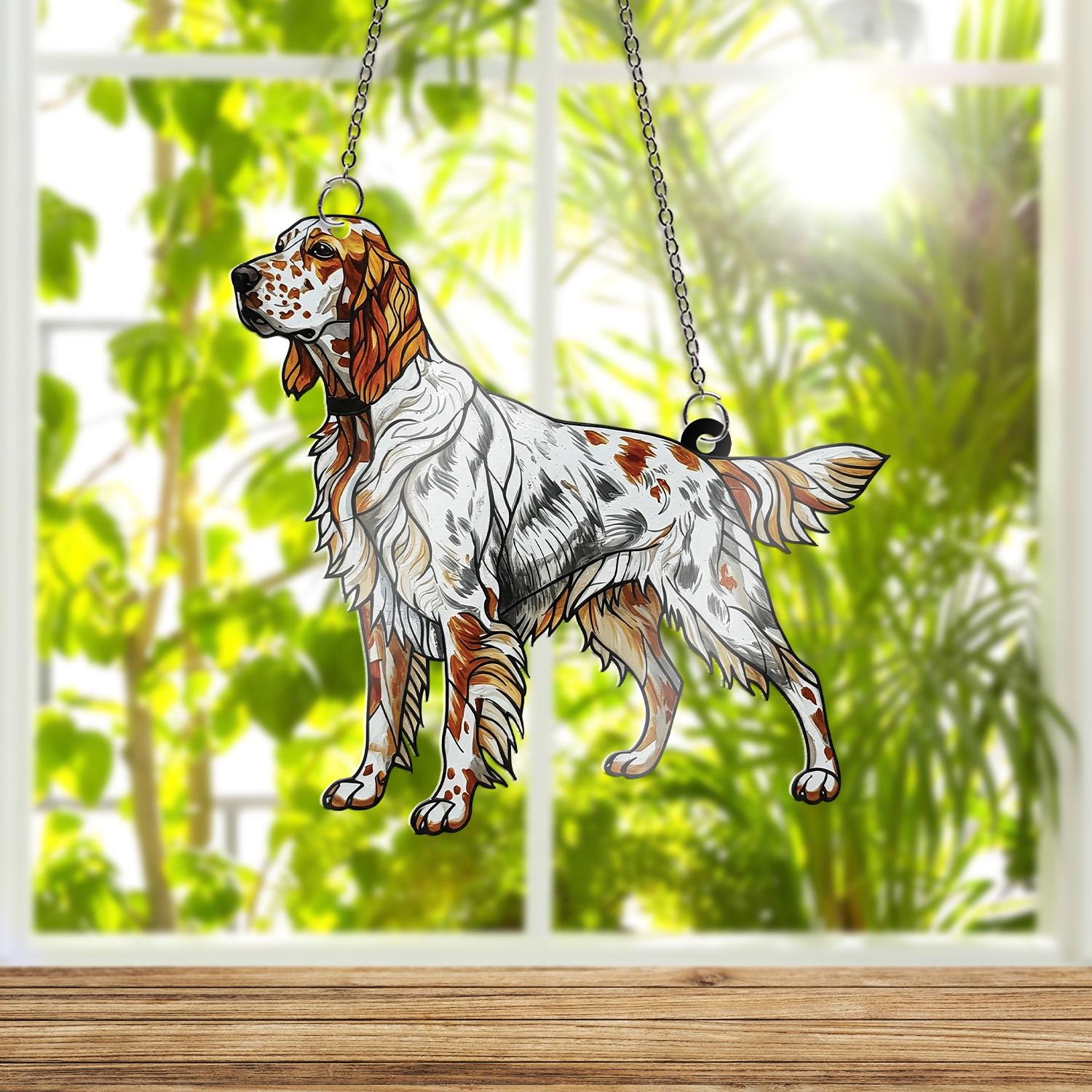 English Setter ACRYLIC Window Hanging, Dog Mom Gift, Bird Dog Decor, Gift for Dog Lovers, Hunting Dog Window Art, Gift For Dad